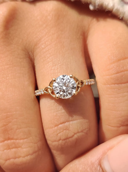 1 Carat Round Cut Celtic Knot Solitaire Lab Grown Diamond Engagement Ring