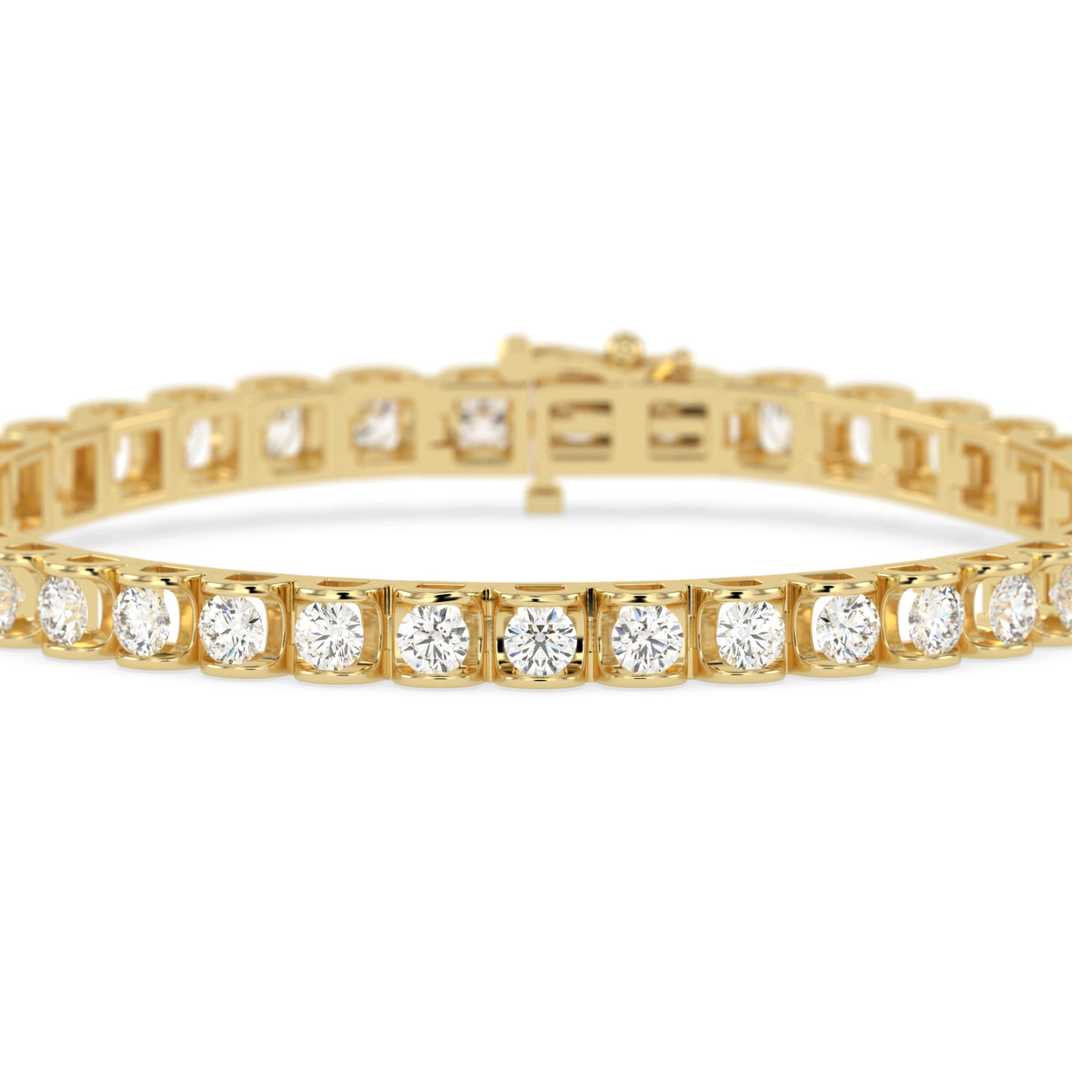 8 CTW Tension-Set Round Lab Grown Diamond Tennis Bracelet - View 2