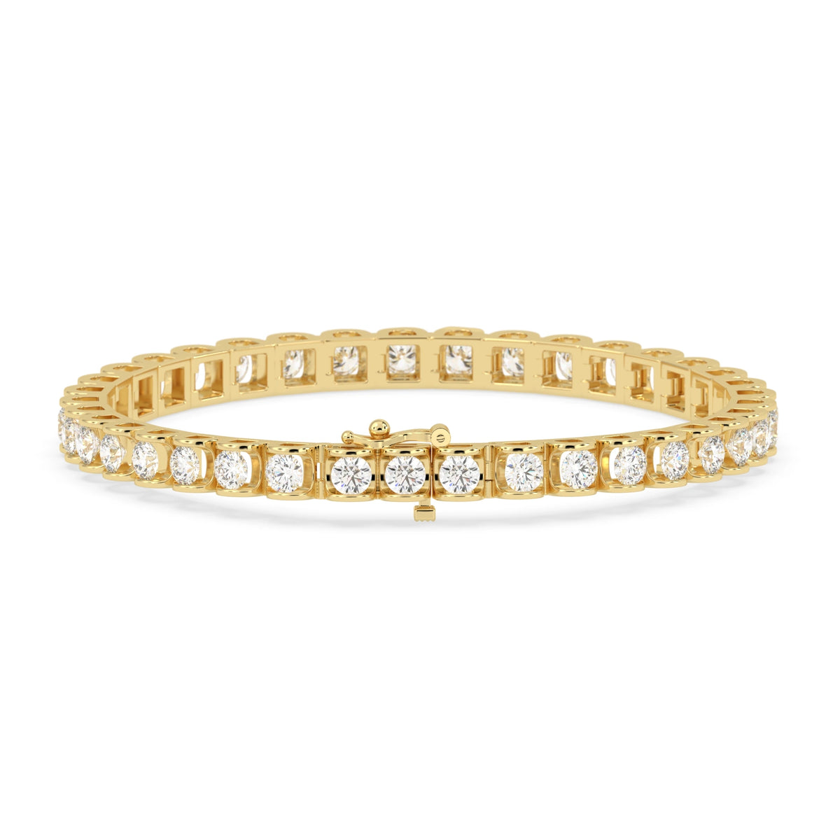 8 CTW Tension-Set Round Lab Grown Diamond Tennis Bracelet - View 3