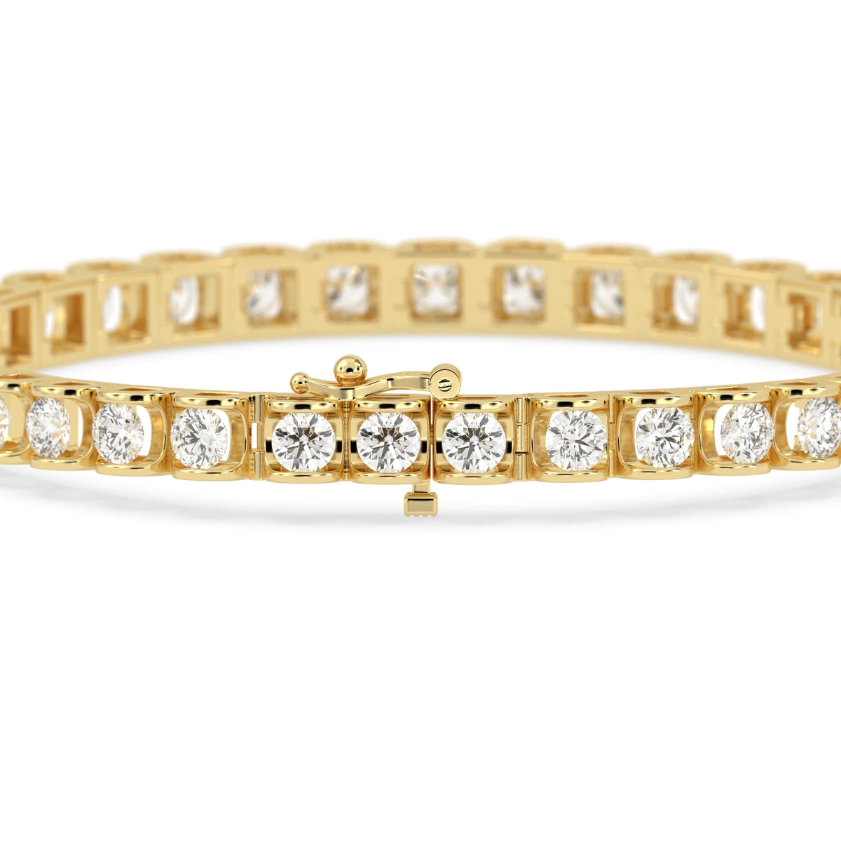 8 CTW Tension-Set Round Lab Grown Diamond Tennis Bracelet - View 4