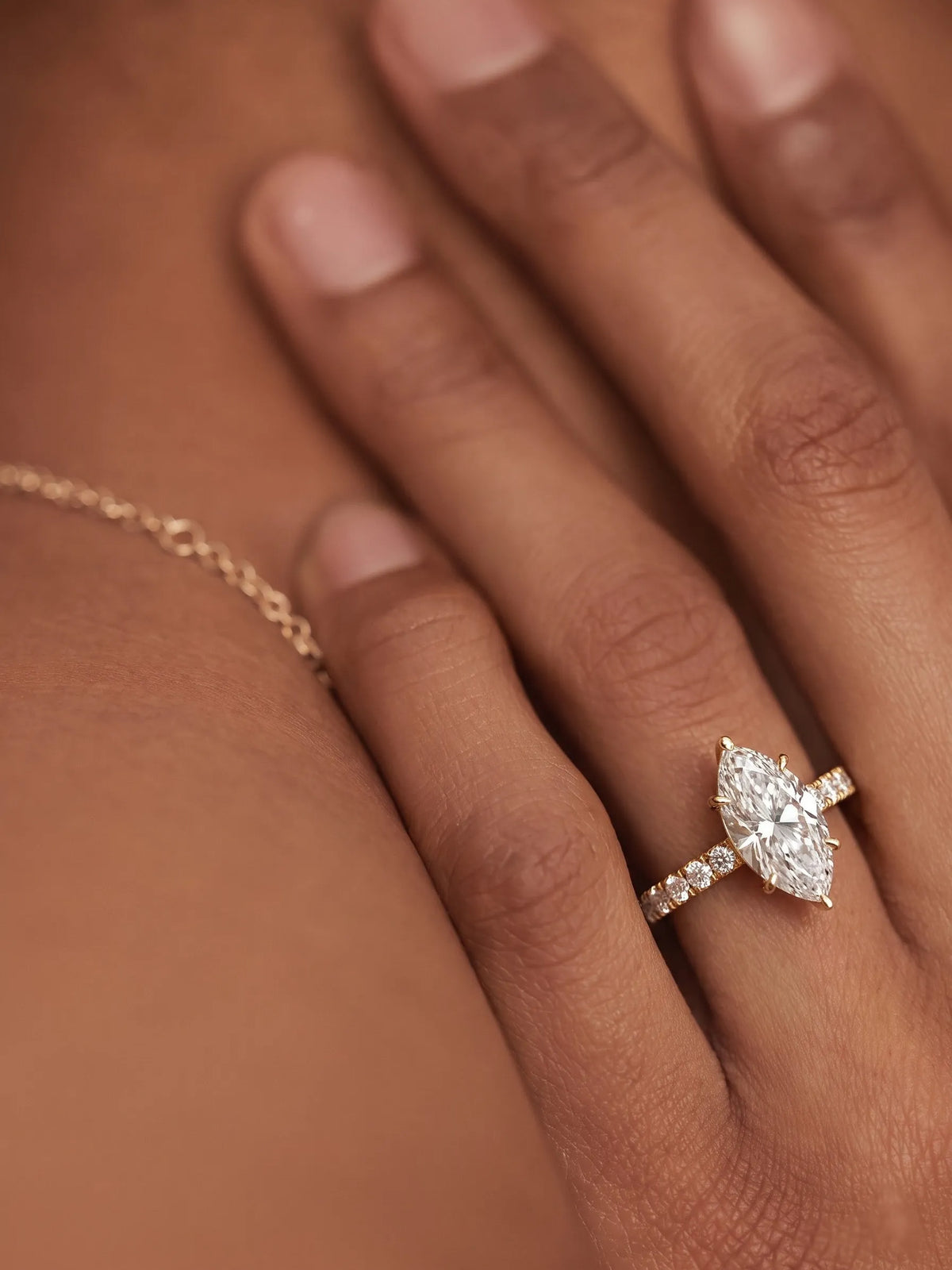 1.5 Carat Marquise Hidden Halo Pavé Lab Grown Diamond Engagement Ring