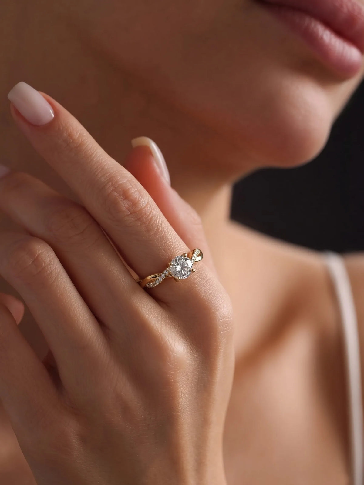 2 Carat Round Cut Lab Grown Diamond Twisted Pavé Engagement Ring