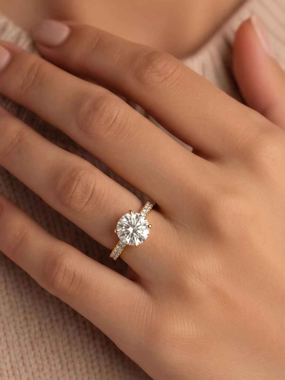 2 Carat Round Hidden Halo Lab Grown Diamond Engagement Ring
