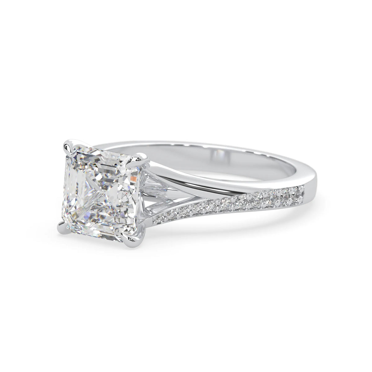 white gold Diamond ring with a white background