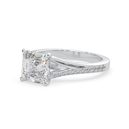 white gold Diamond ring with a white background