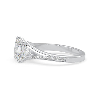 White gold asscher lab grown diamond ring