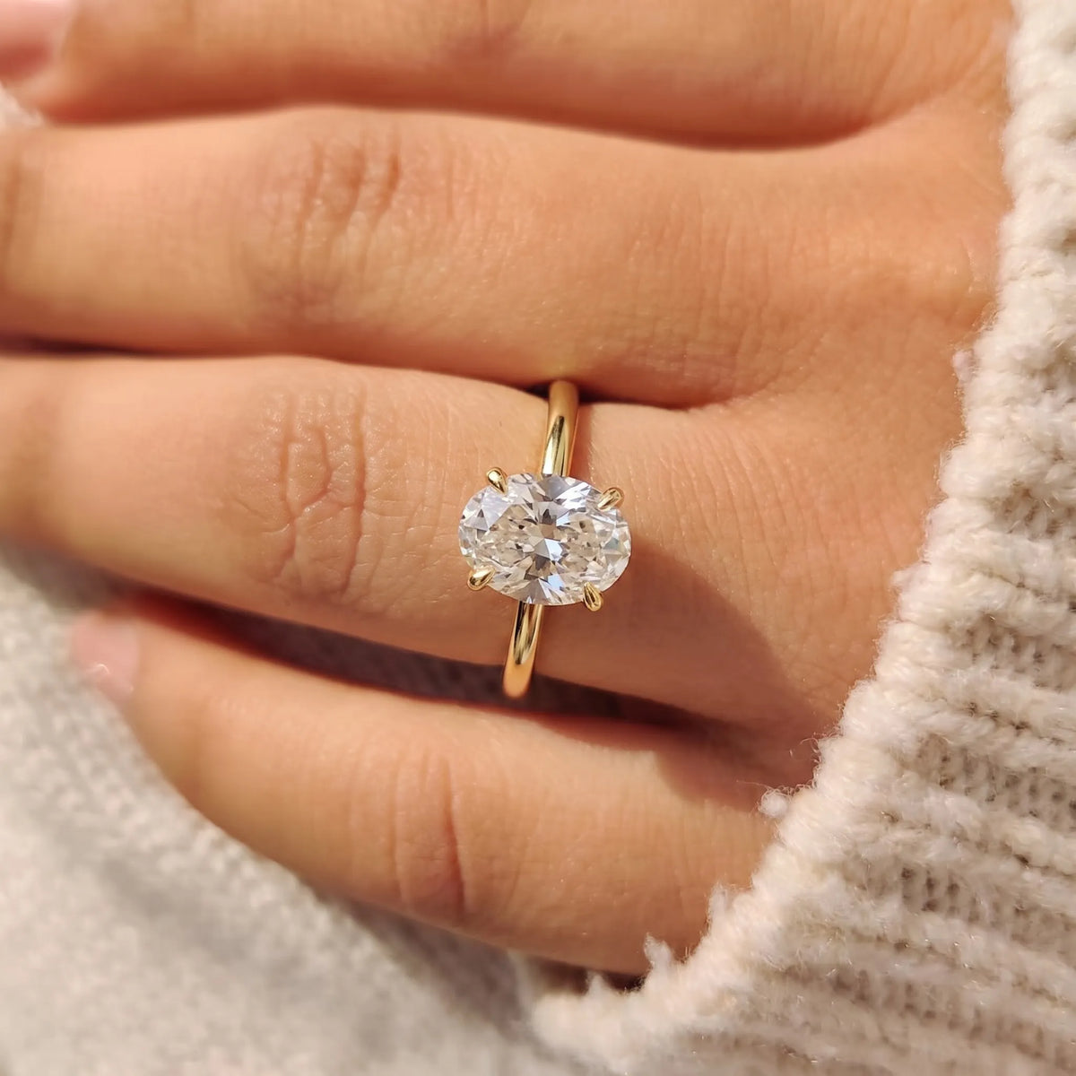 2 Carat Oval Cut Lab Grown Diamond Solitaire Engagement Ring