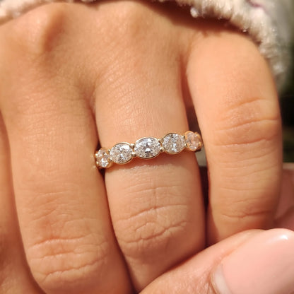 Oval Lab Grown Diamond Half Eternity Wedding Band