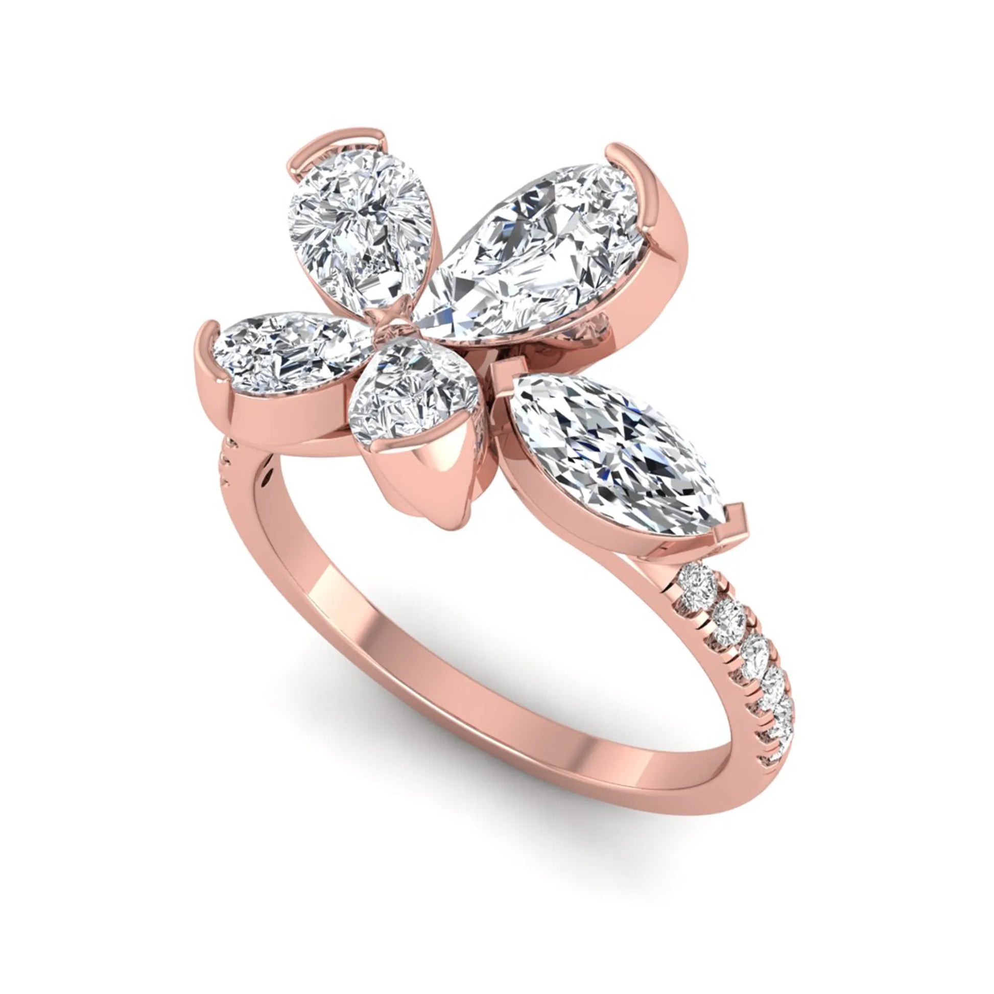 Princess Cluster Prong Set Lab Grown Diamond Engagement Ring