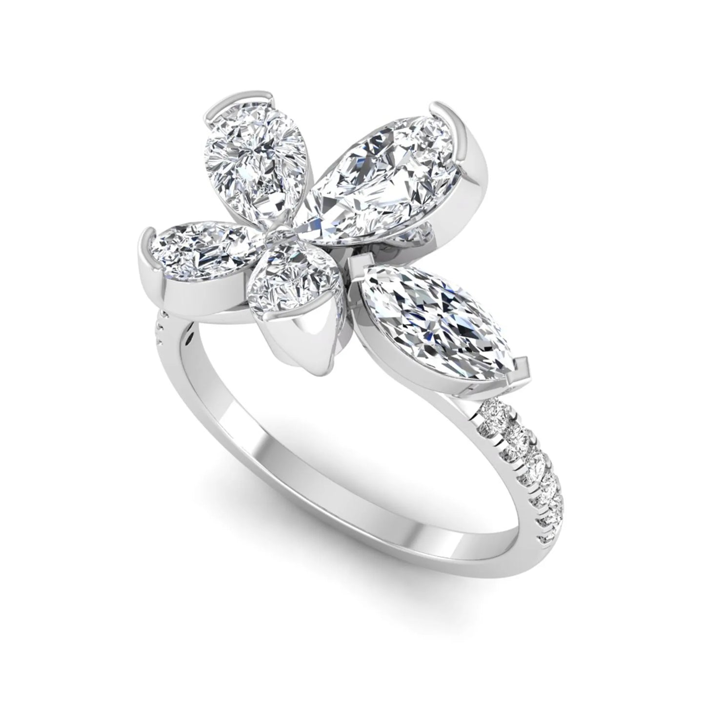 Princess Cluster Prong Set Lab Grown Diamond Engagement Ring