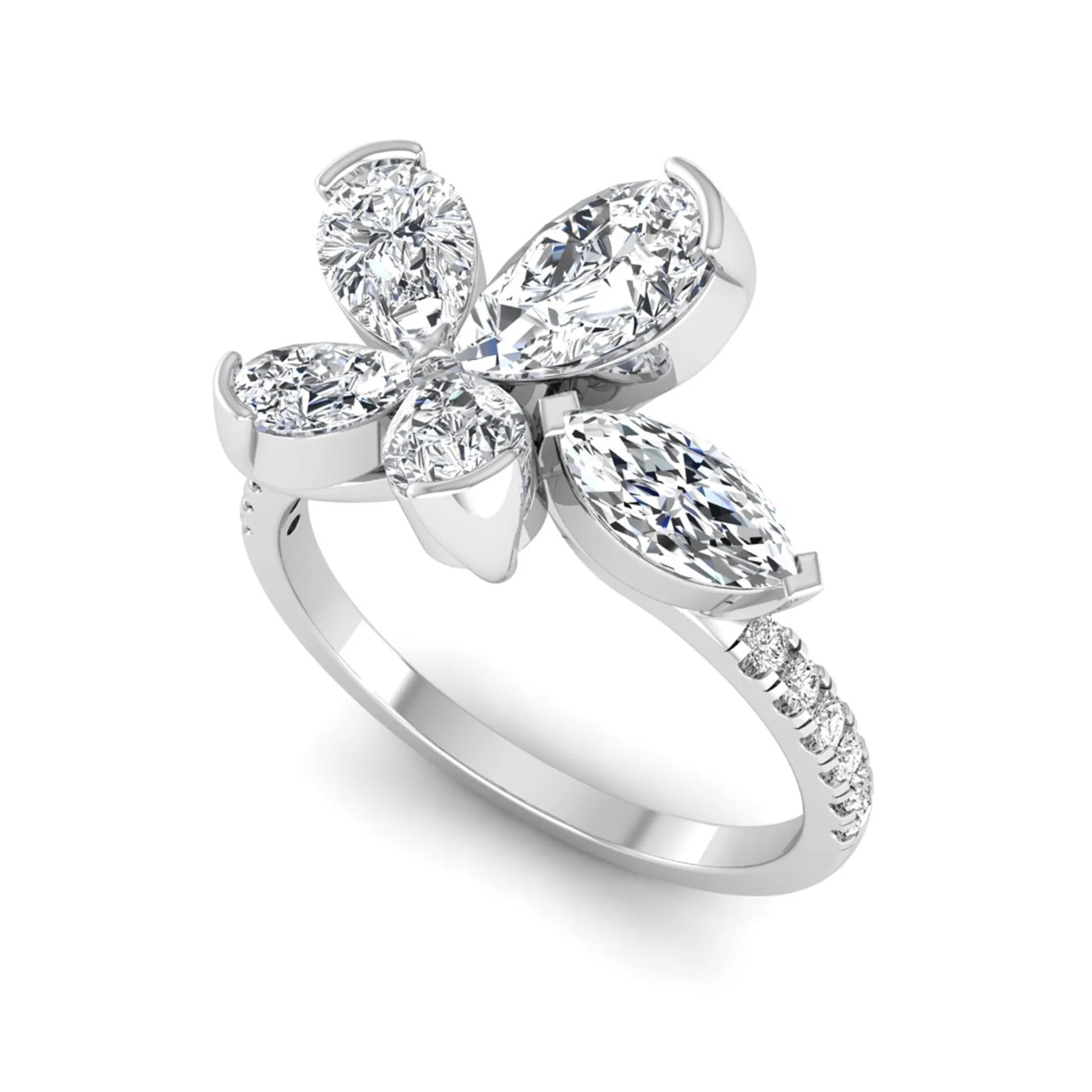 Princess Cluster Prong Set Lab Grown Diamond Engagement Ring