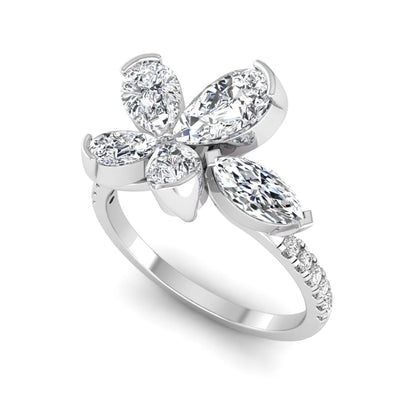 Princess Cluster Prong Set Lab Grown Diamond Engagement Ring