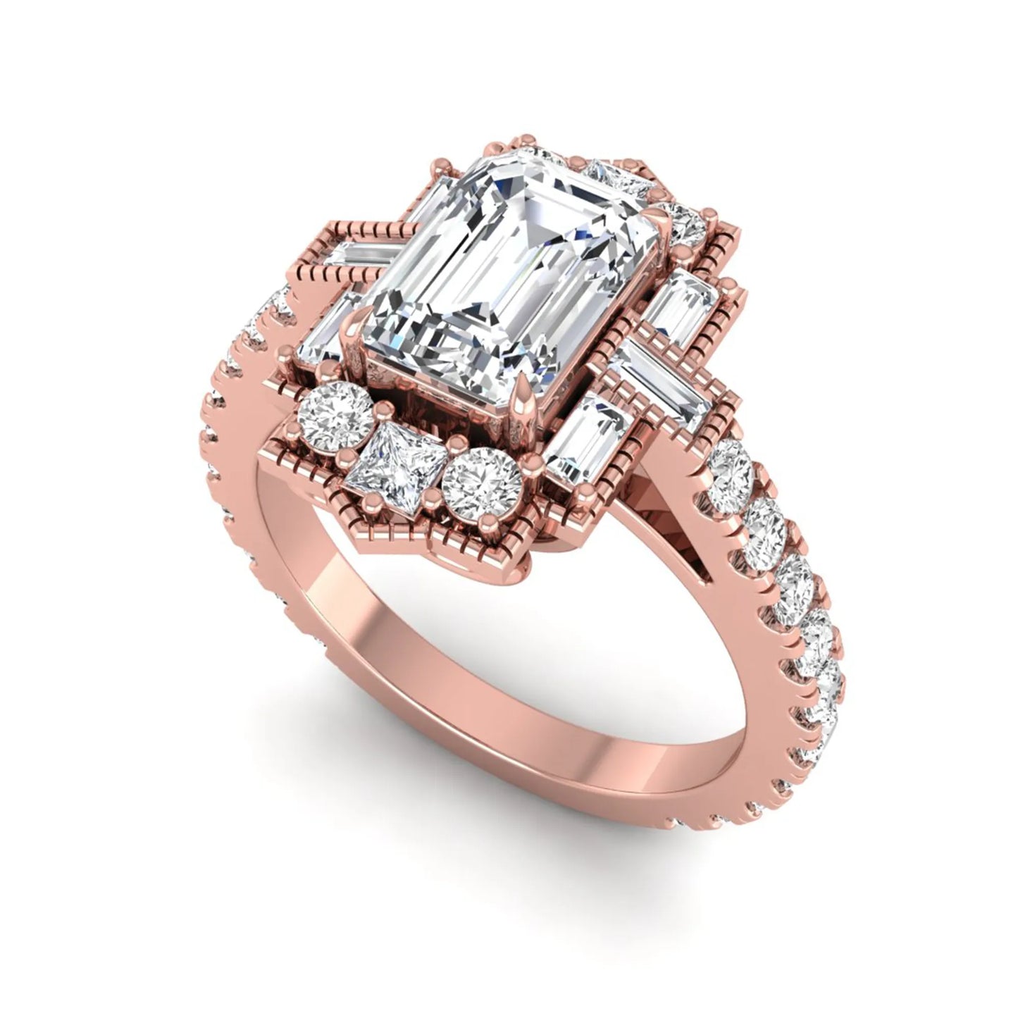 Princess Cluster Prong Set Lab Grown Diamond Engagement Ring