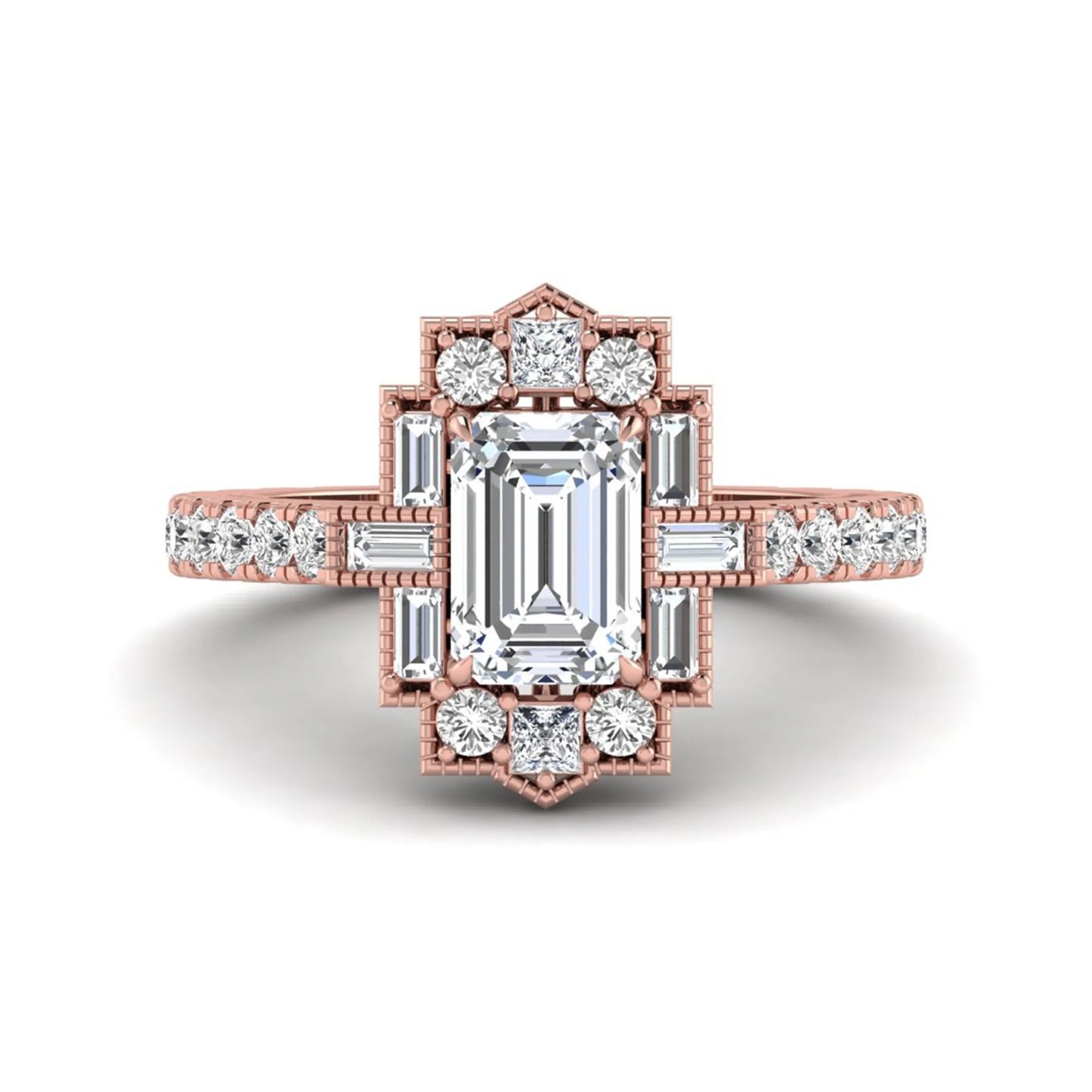 Princess Cluster Prong Set Lab Grown Diamond Engagement Ring