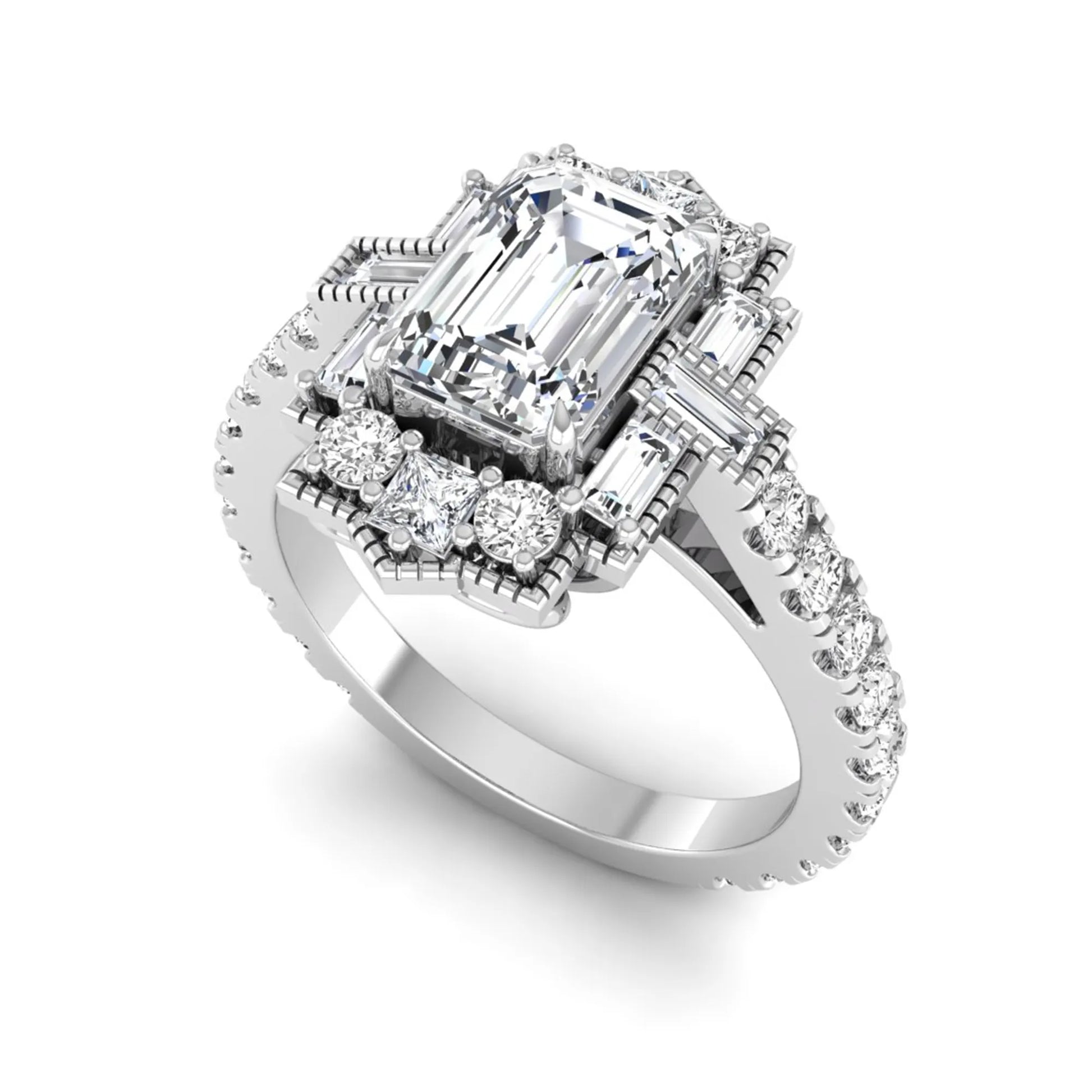 Princess Cluster Prong Set Lab Grown Diamond Engagement Ring