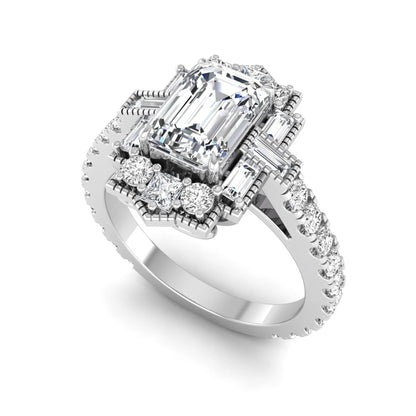 Princess Cluster Prong Set Lab Grown Diamond Engagement Ring