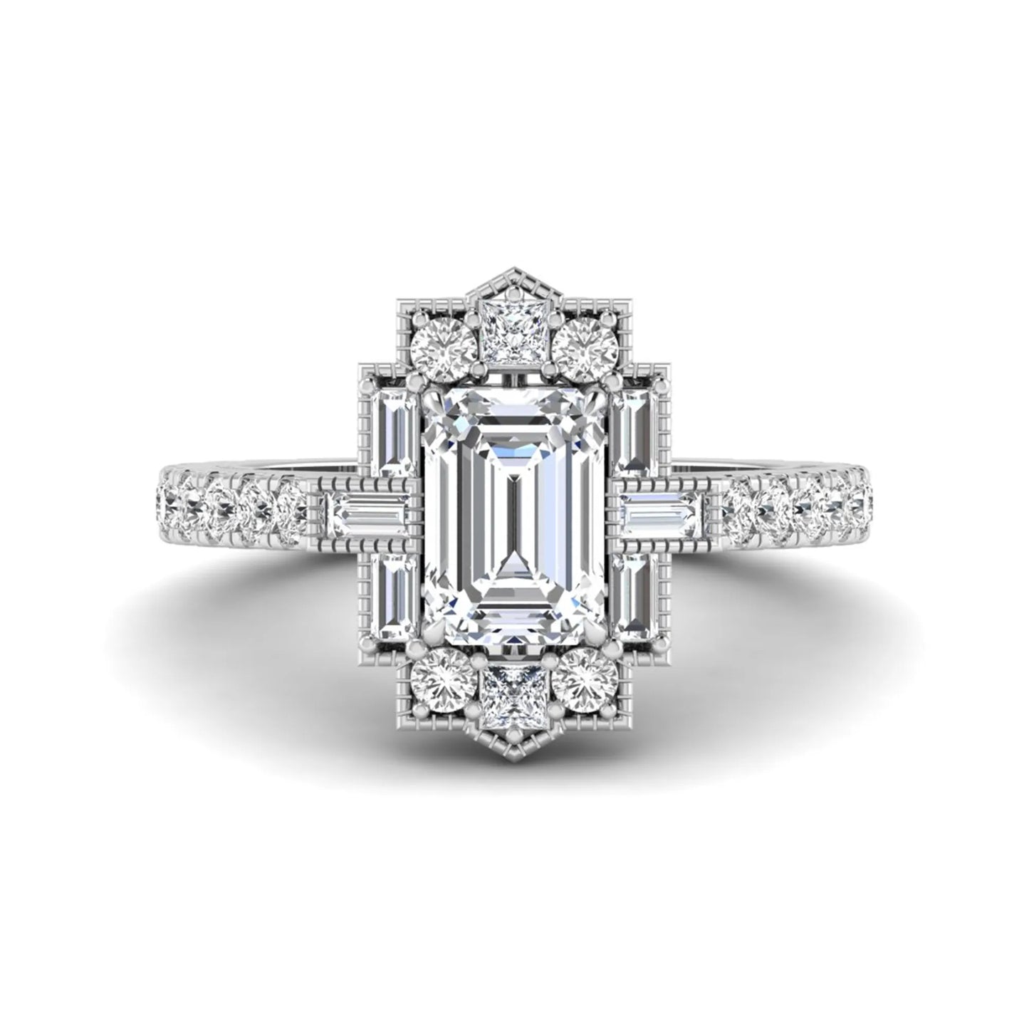Princess Cluster Prong Set Lab Grown Diamond Engagement Ring