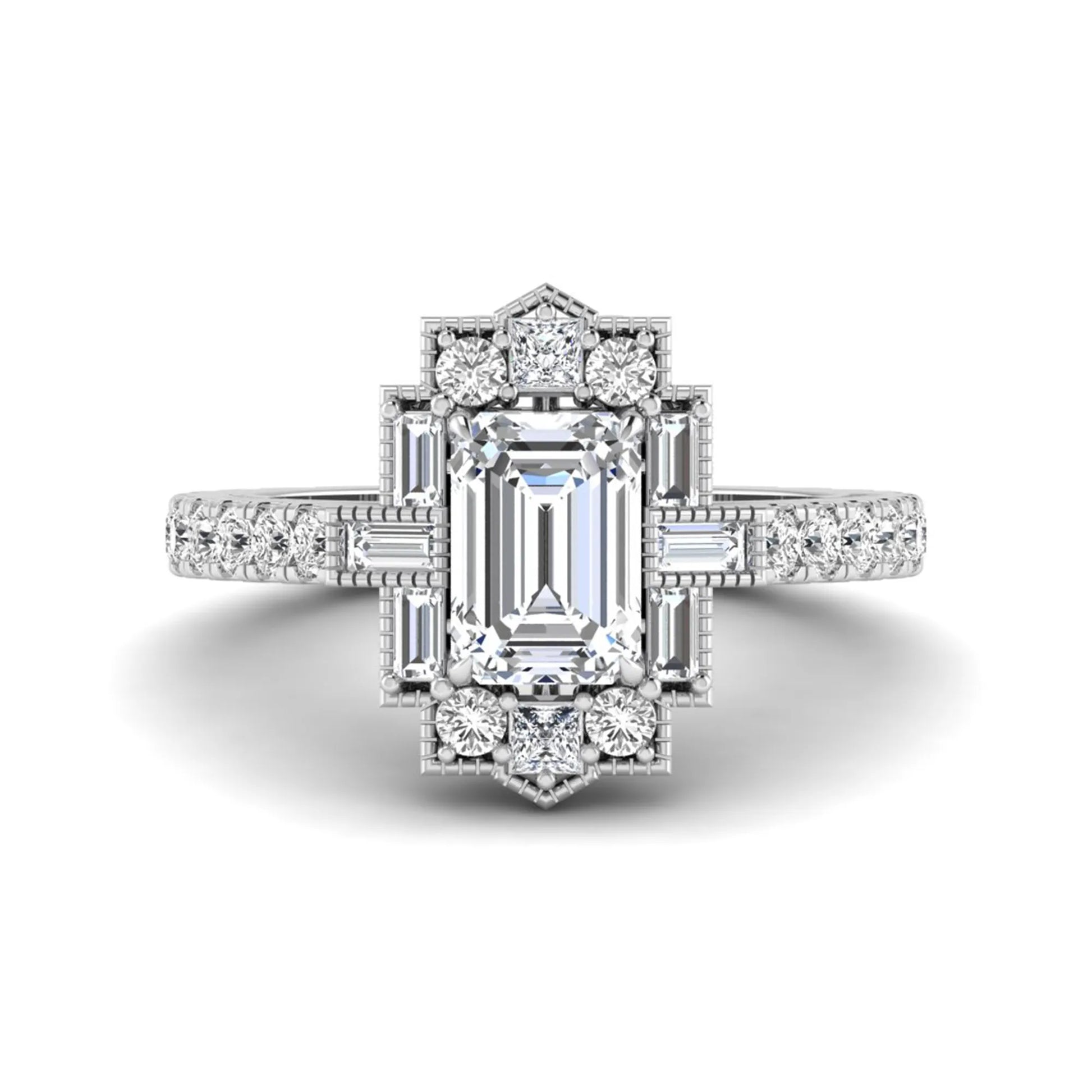 Princess Cluster Prong Set Lab Grown Diamond Engagement Ring