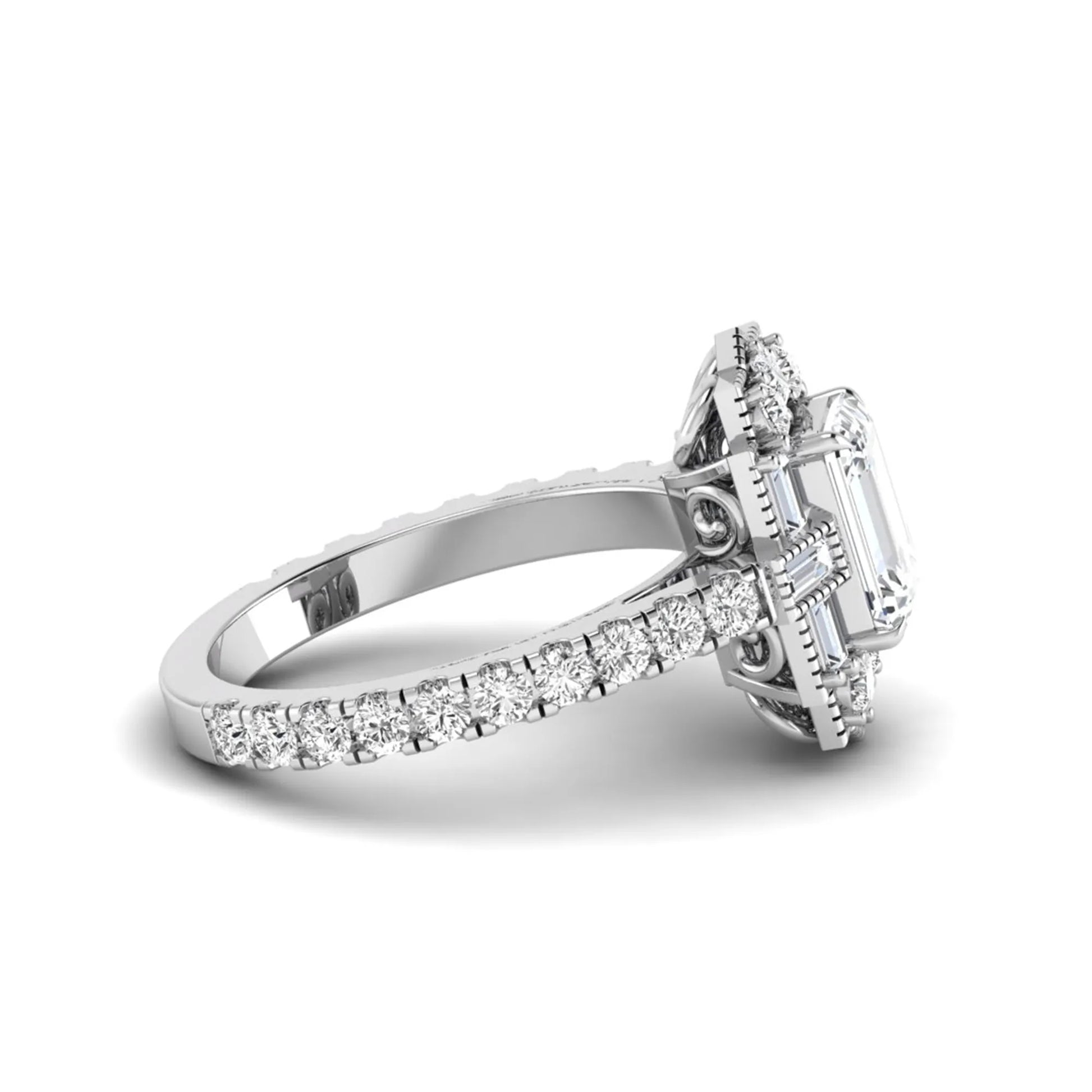Princess Cluster Prong Set Lab Grown Diamond Engagement Ring
