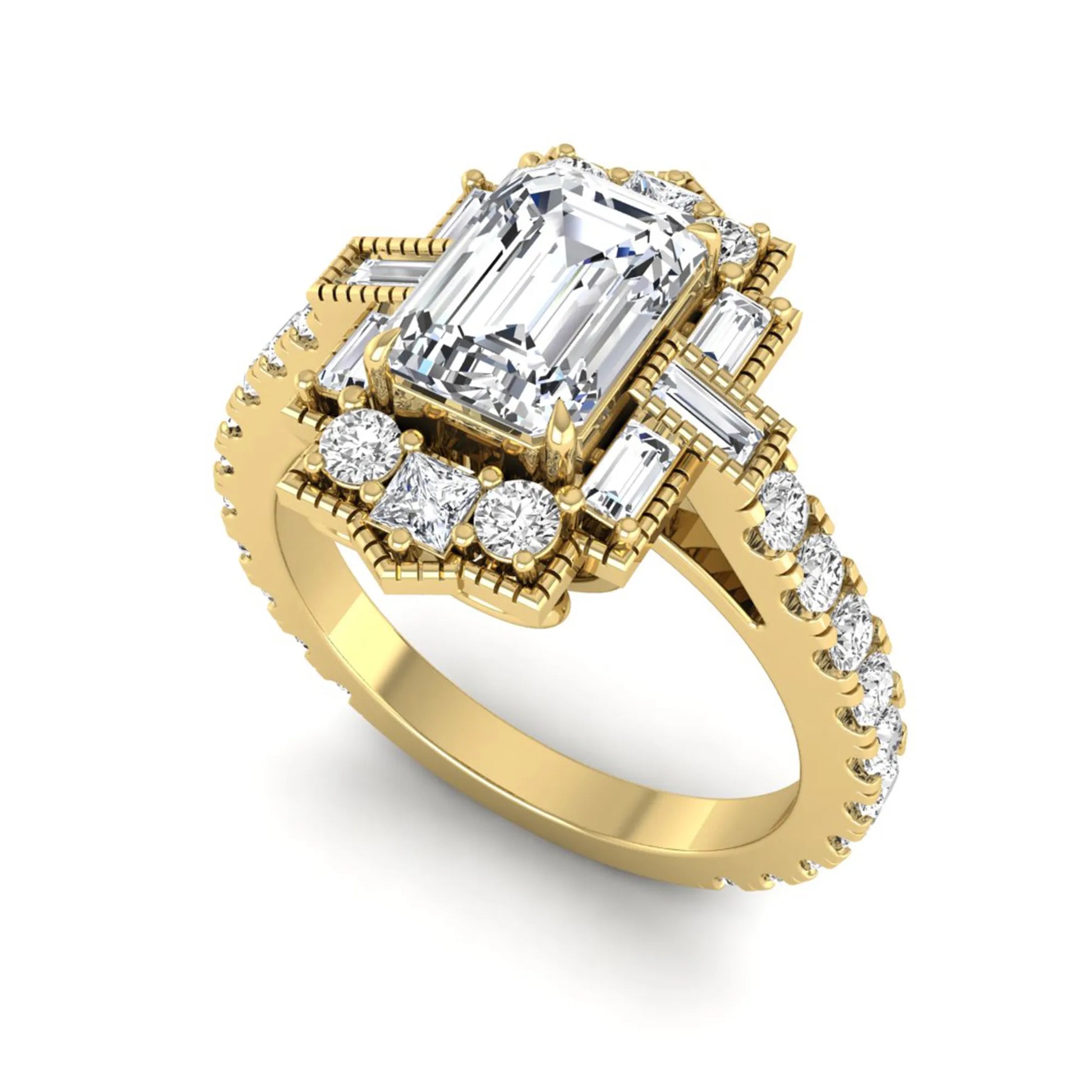 Princess Cluster Prong Set Lab Grown Diamond Engagement Ring