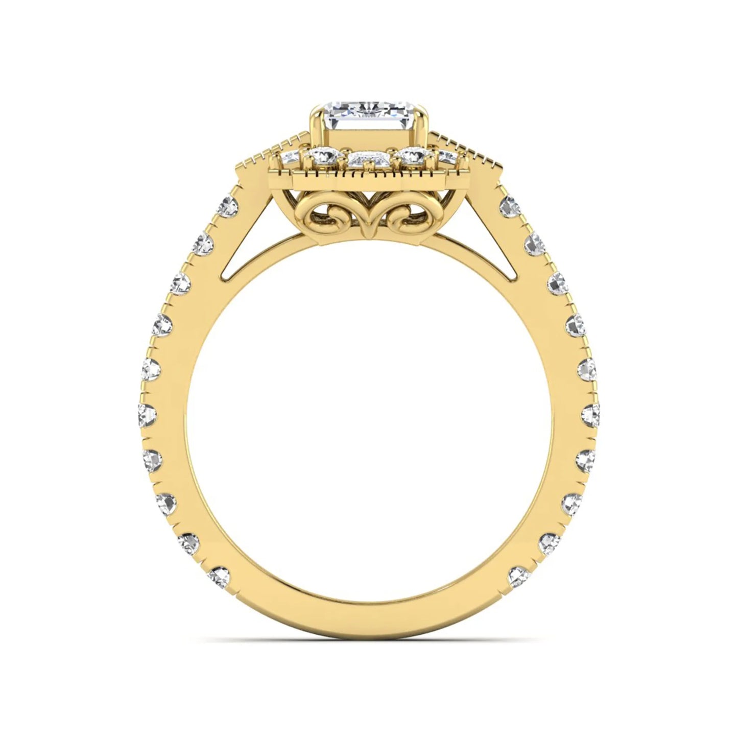 Princess Cluster Prong Set Lab Grown Diamond Engagement Ring