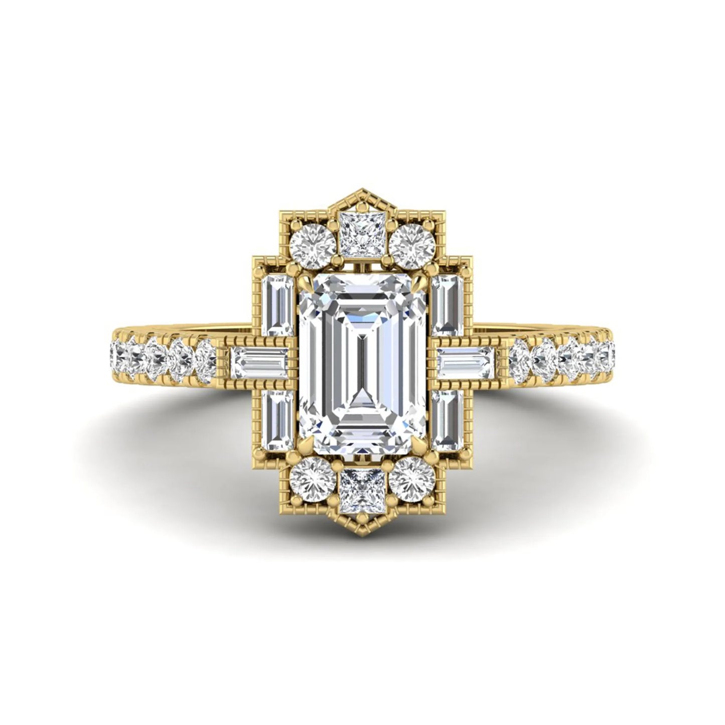 Princess Cluster Prong Set Lab Grown Diamond Engagement Ring