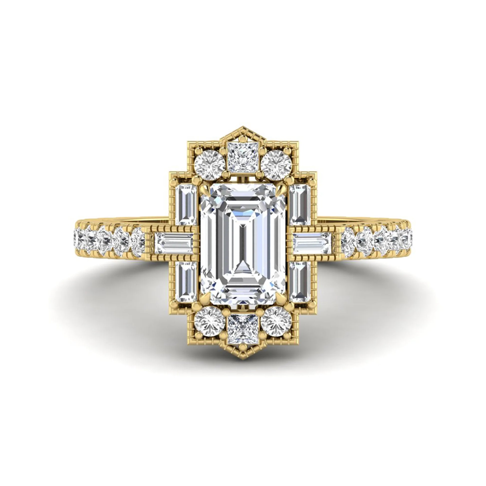 Princess Cluster Prong Set Lab Grown Diamond Engagement Ring