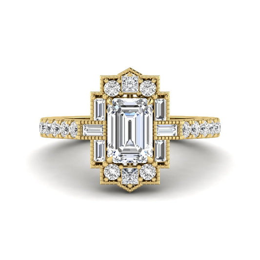 Princess Cluster Prong Set Lab Grown Diamond Engagement Ring