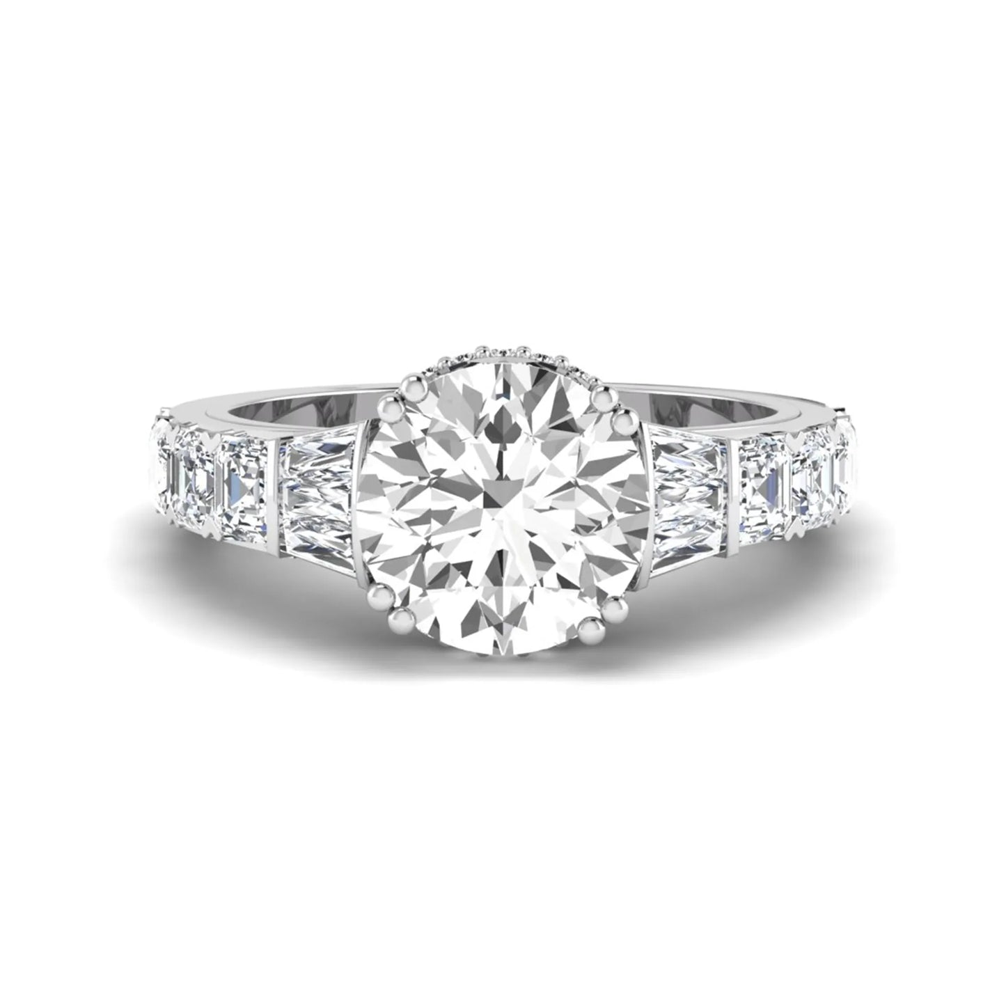 Princess Cluster Prong Set Lab Grown Diamond Engagement Ring