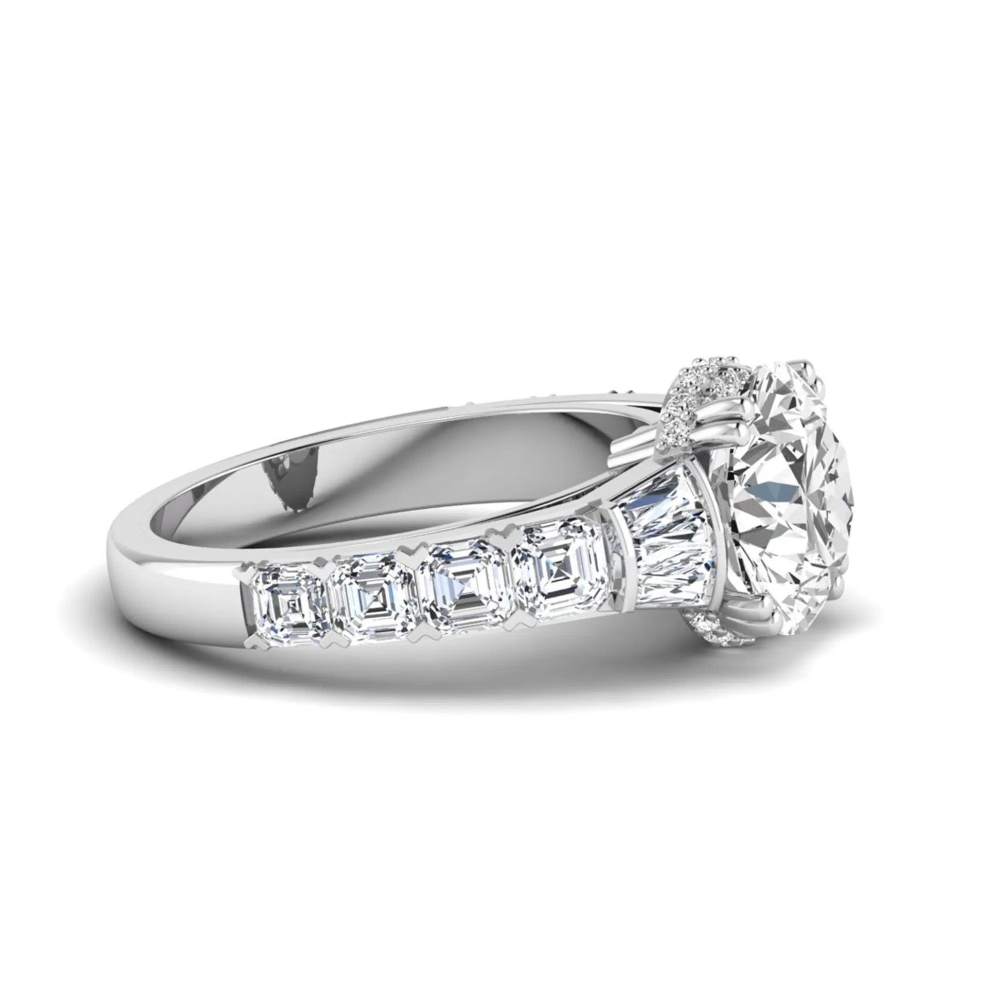Princess Cluster Prong Set Lab Grown Diamond Engagement Ring
