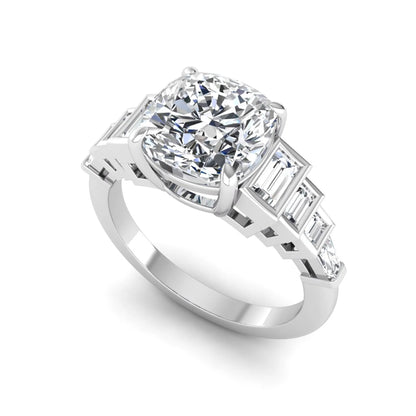 Princess Cluster Prong Set Lab Grown Diamond Engagement Ring