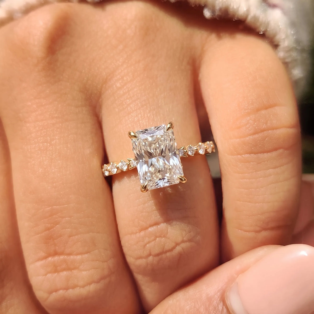 2.50 Carat Emerald Lab Grown Diamond Hidden Halo Pave Engagement Ring