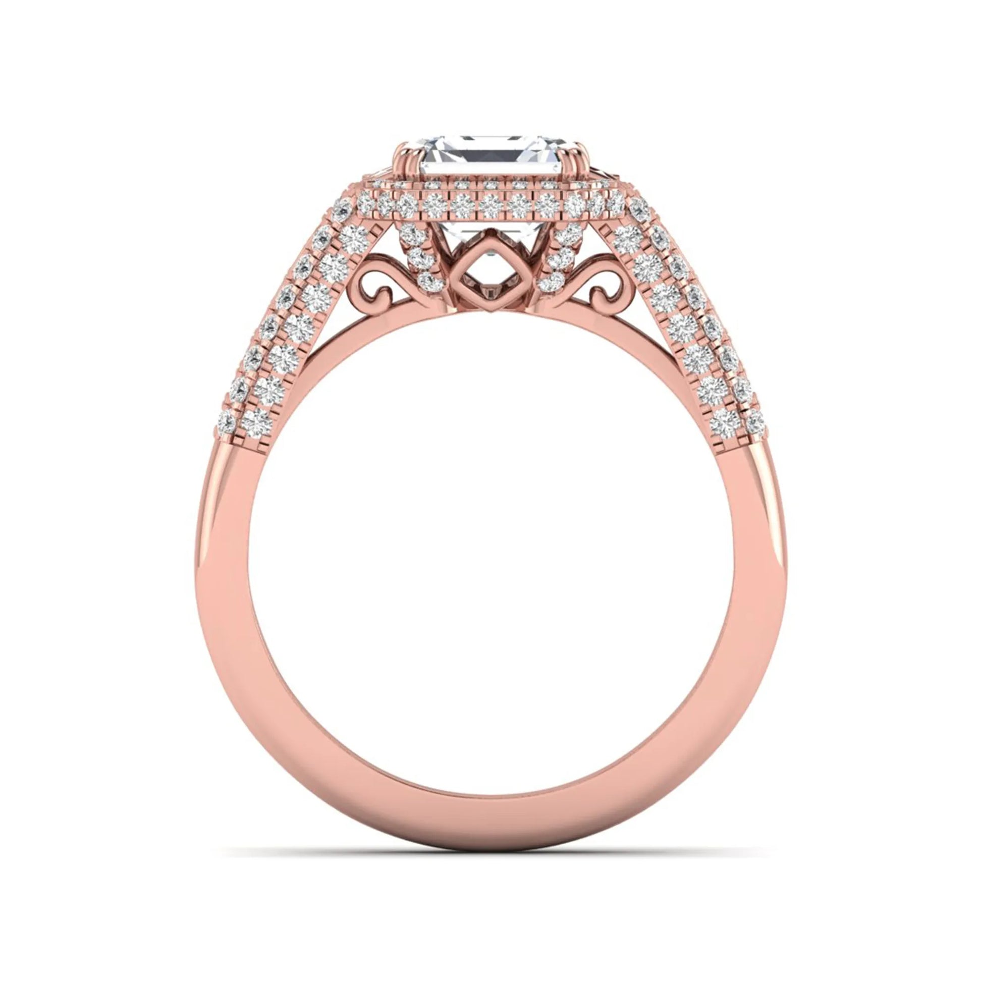 Princess Cluster Prong Set Lab Grown Diamond Engagement Ring