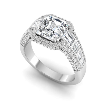Princess Cluster Prong Set Lab Grown Diamond Engagement Ring
