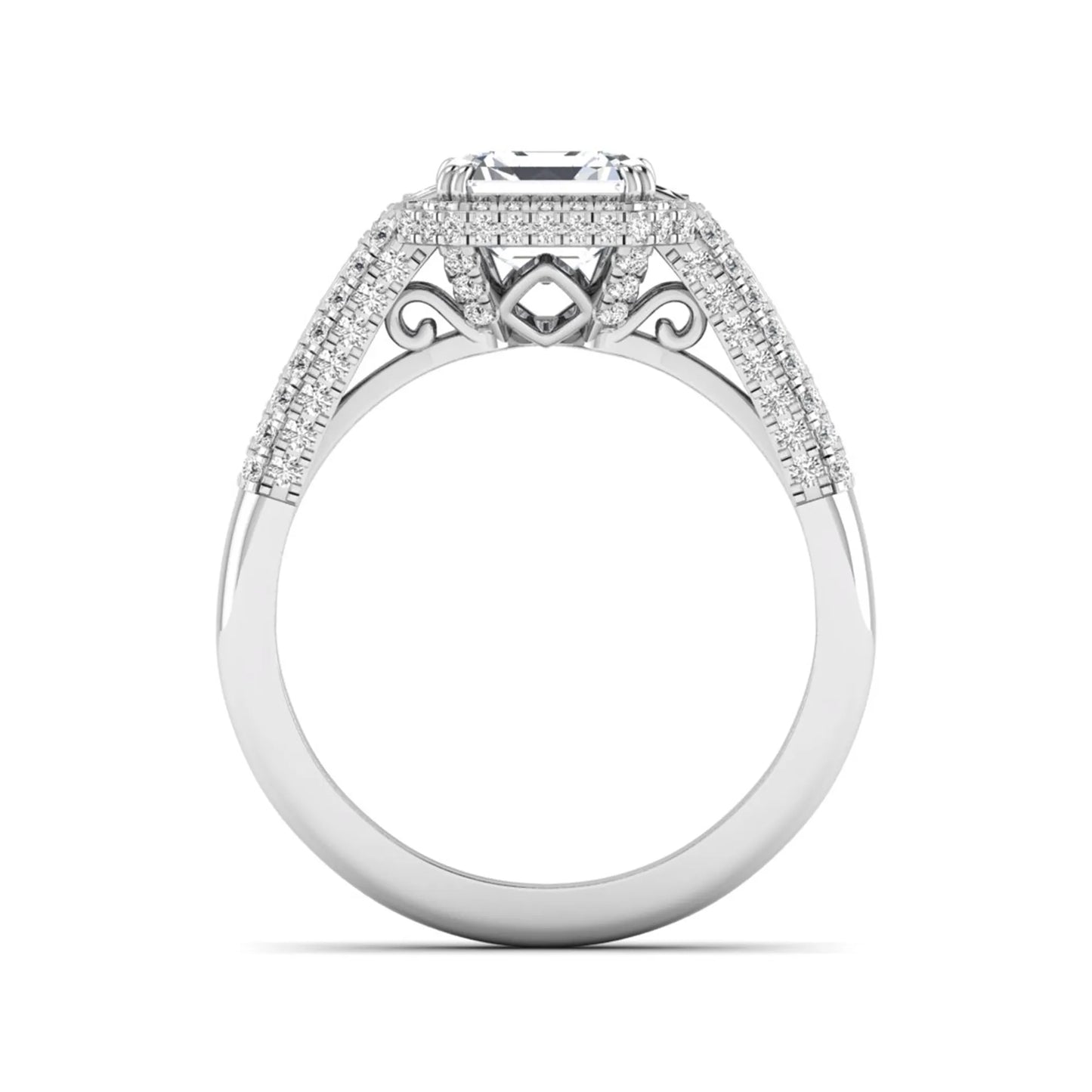 Princess Cluster Prong Set Lab Grown Diamond Engagement Ring
