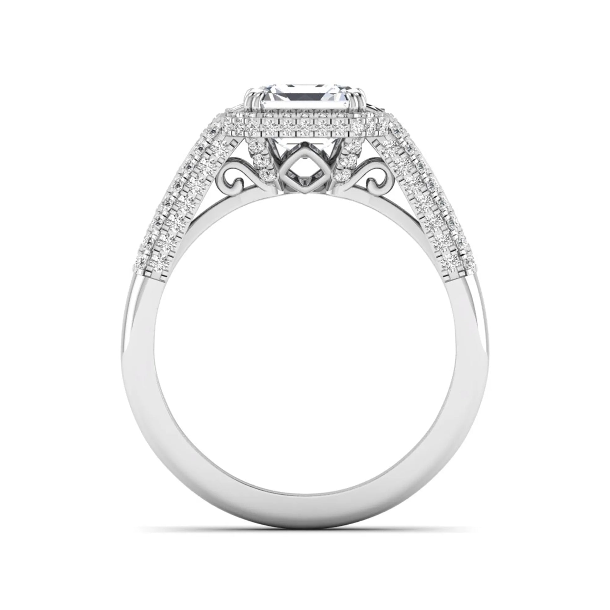 Princess Cluster Prong Set Lab Grown Diamond Engagement Ring