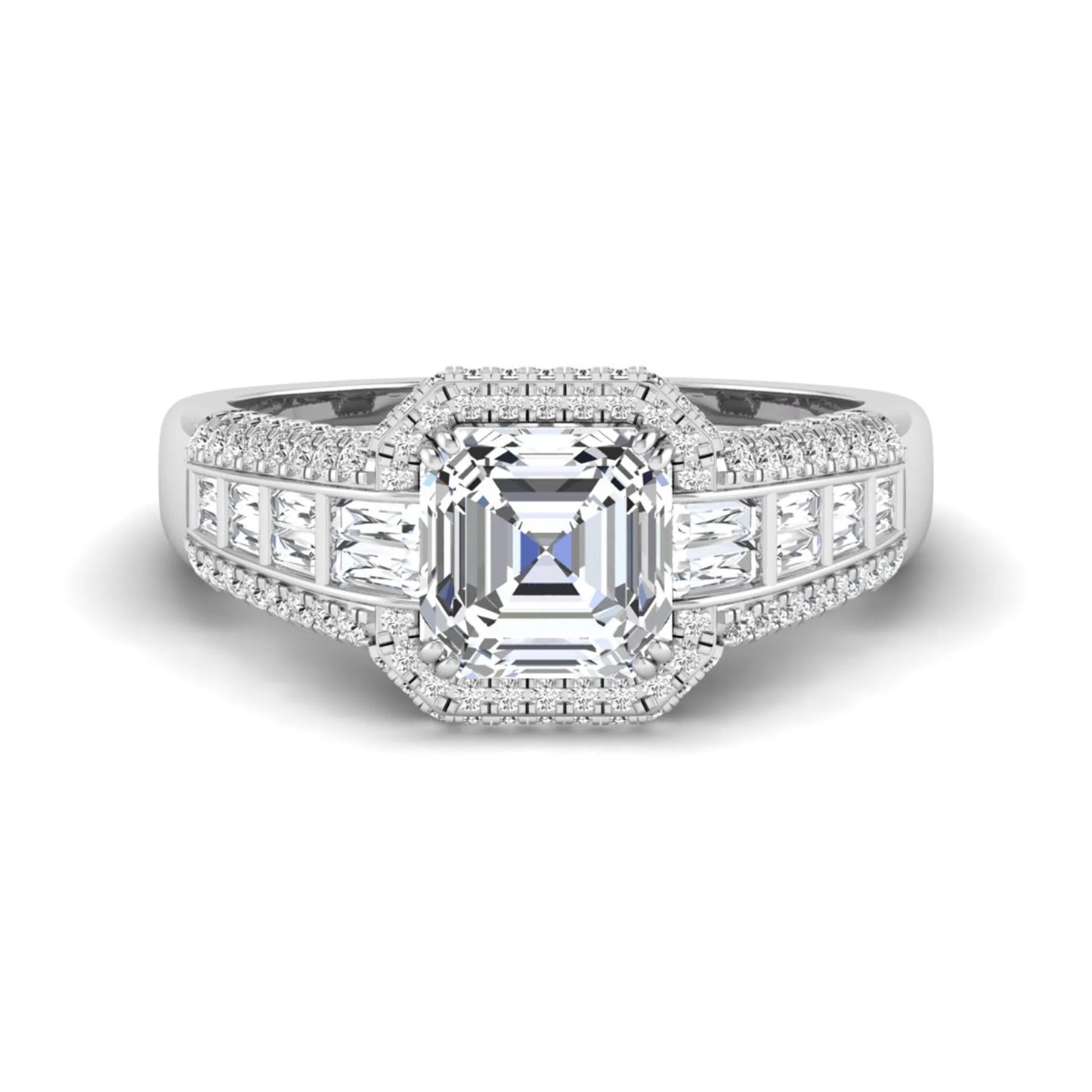 Princess Cluster Prong Set Lab Grown Diamond Engagement Ring