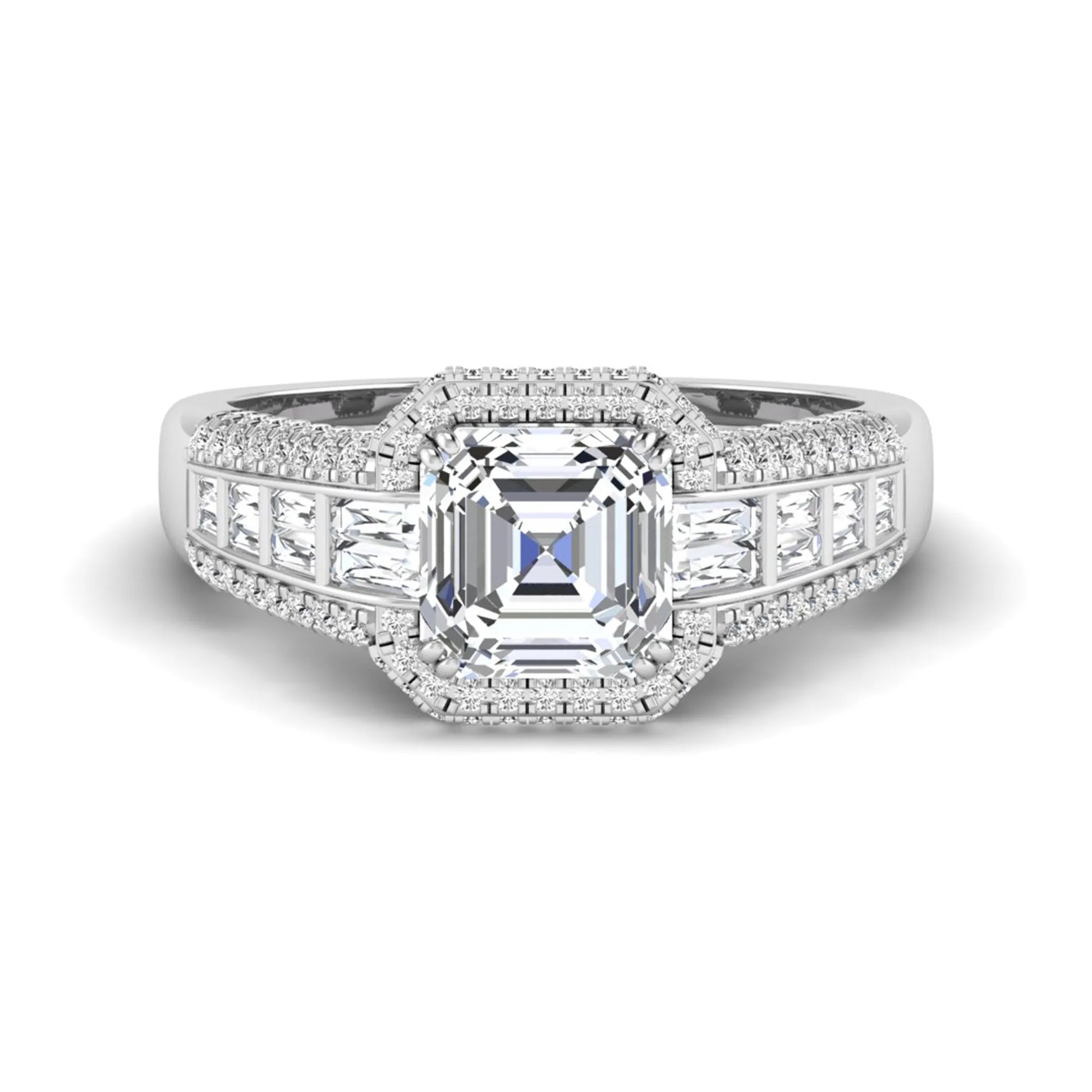 Princess Cluster Prong Set Lab Grown Diamond Engagement Ring