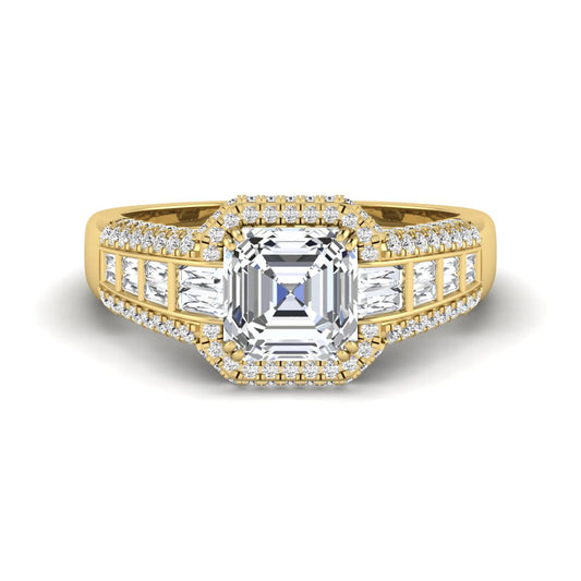 Princess Cluster Prong Set Lab Grown Diamond Engagement Ring