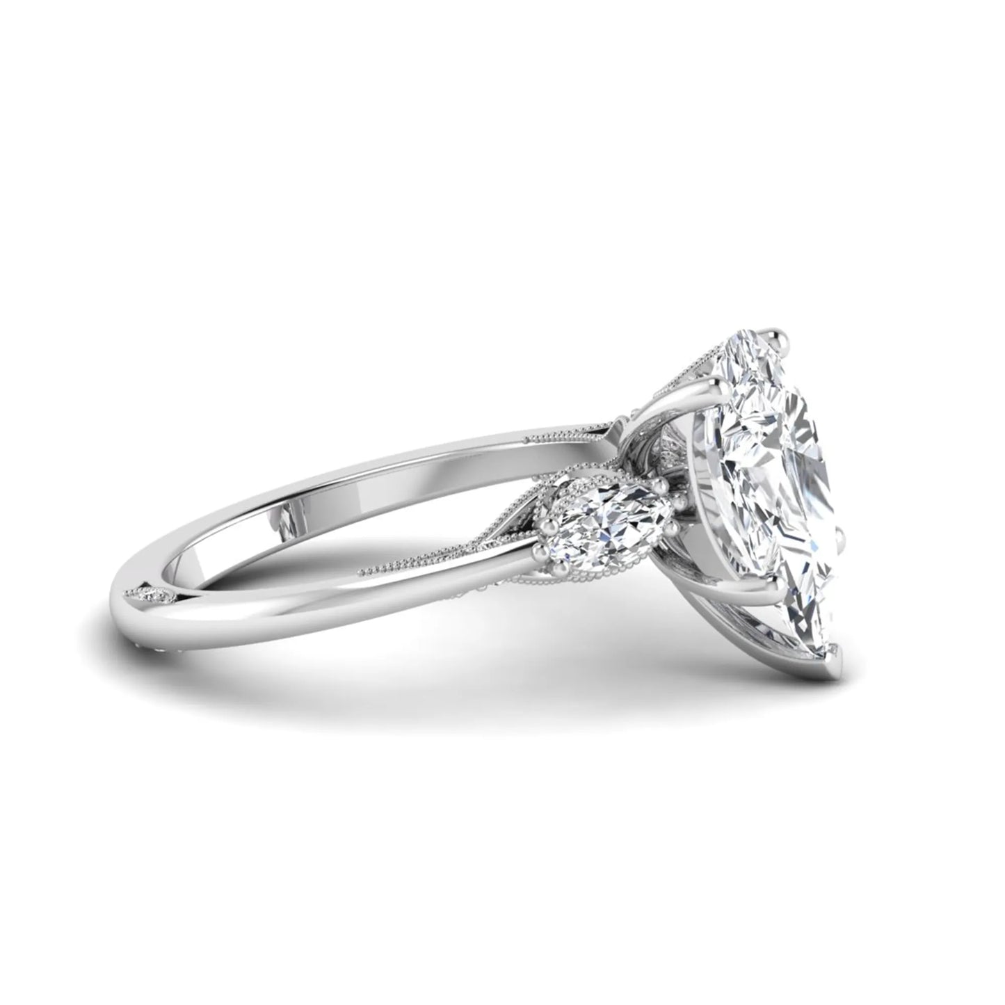 Princess Cluster Prong Set Lab Grown Diamond Engagement Ring