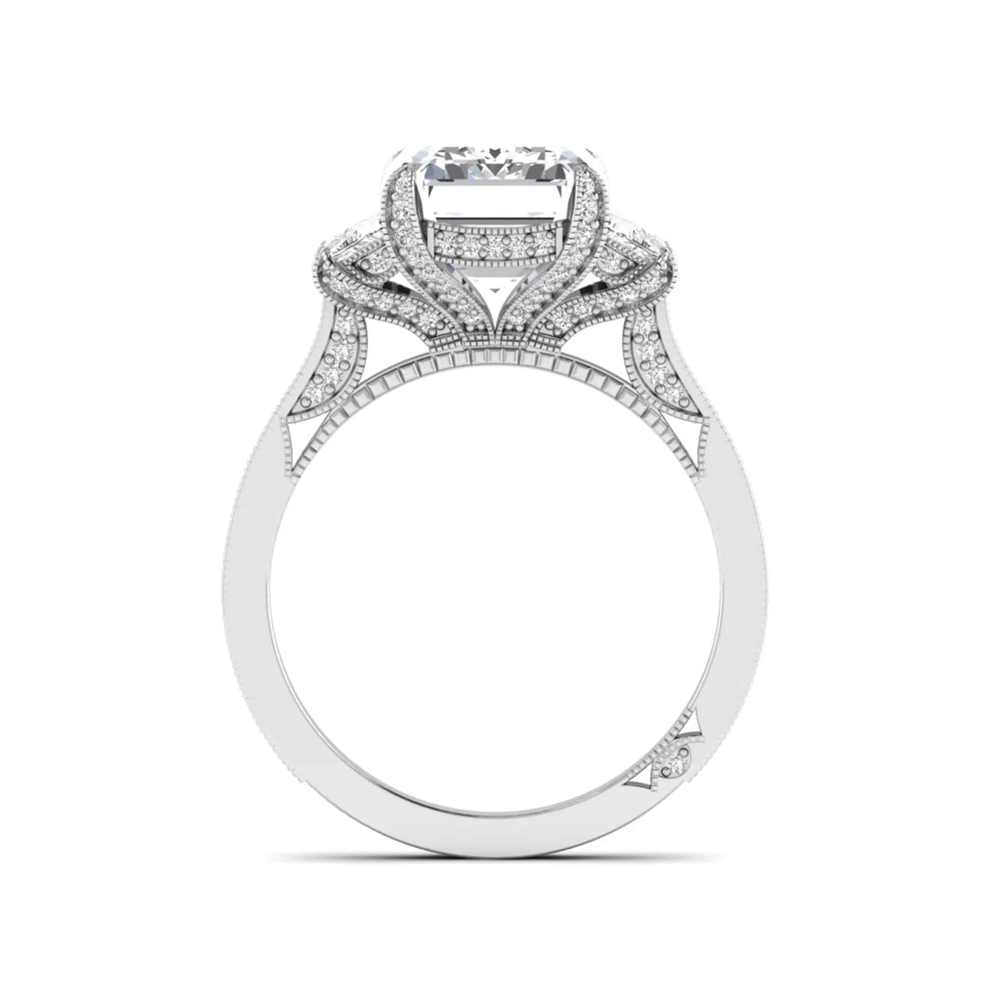 Princess Cluster Prong Set Lab Grown Diamond Engagement Ring