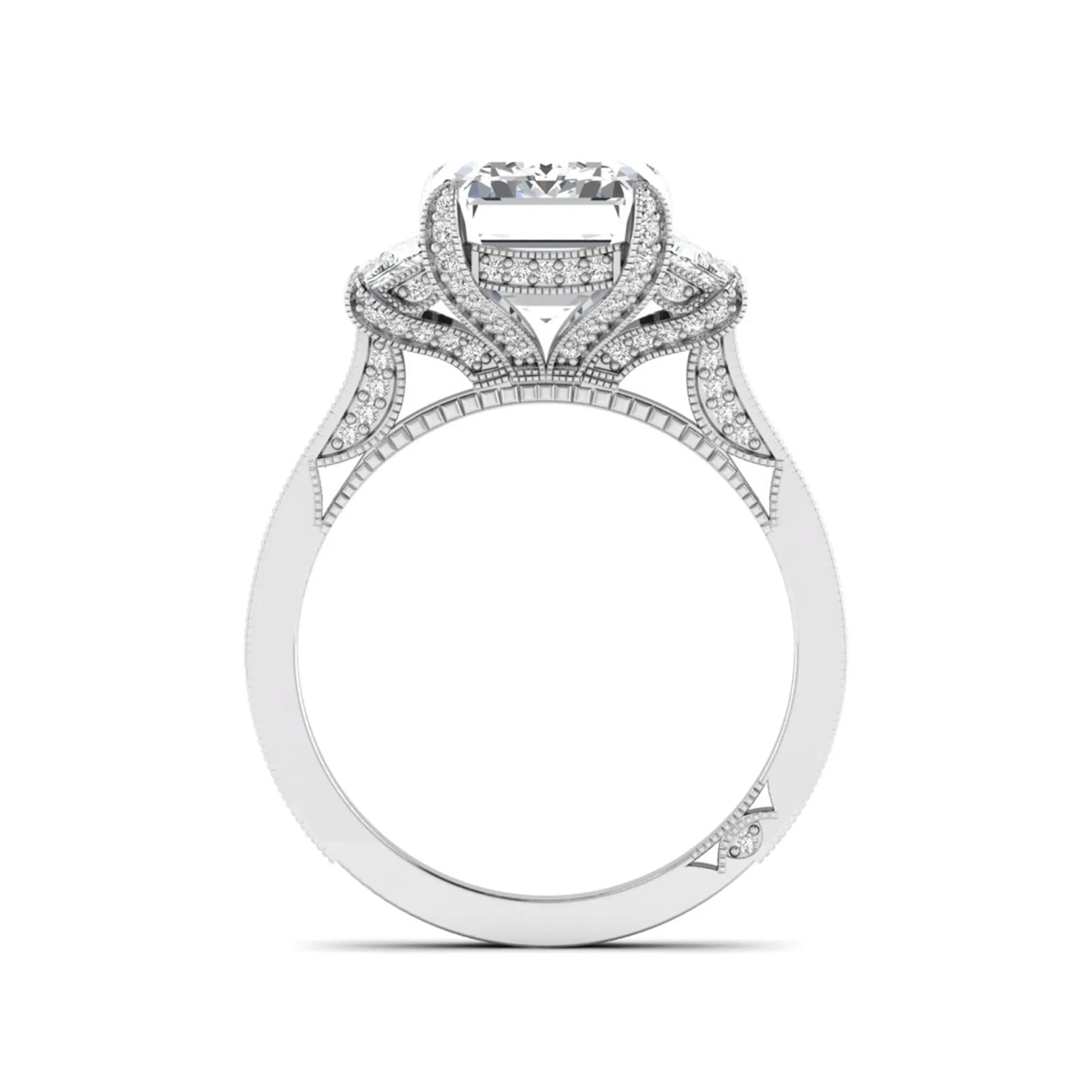 Princess Cluster Prong Set Lab Grown Diamond Engagement Ring