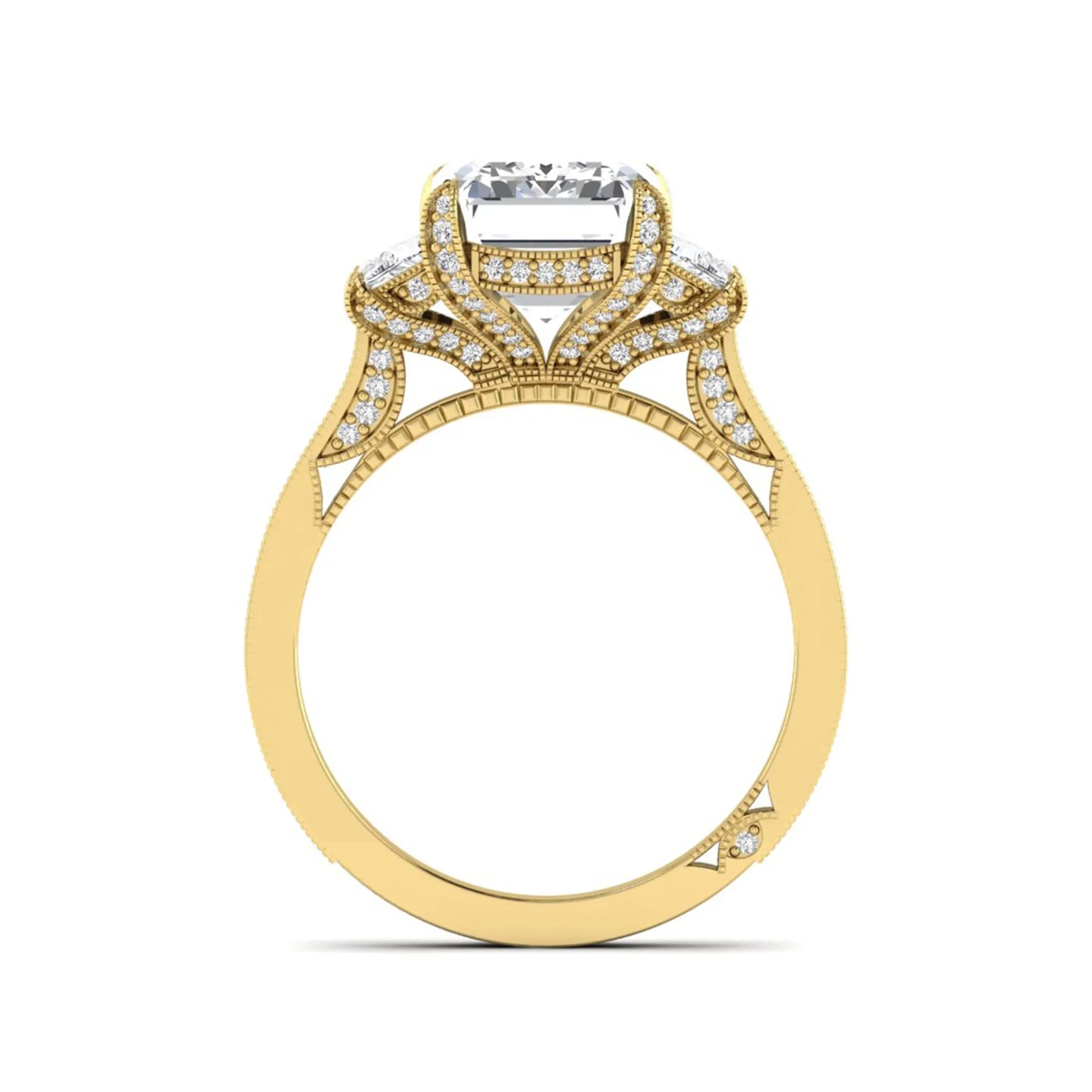 Princess Cluster Prong Set Lab Grown Diamond Engagement Ring