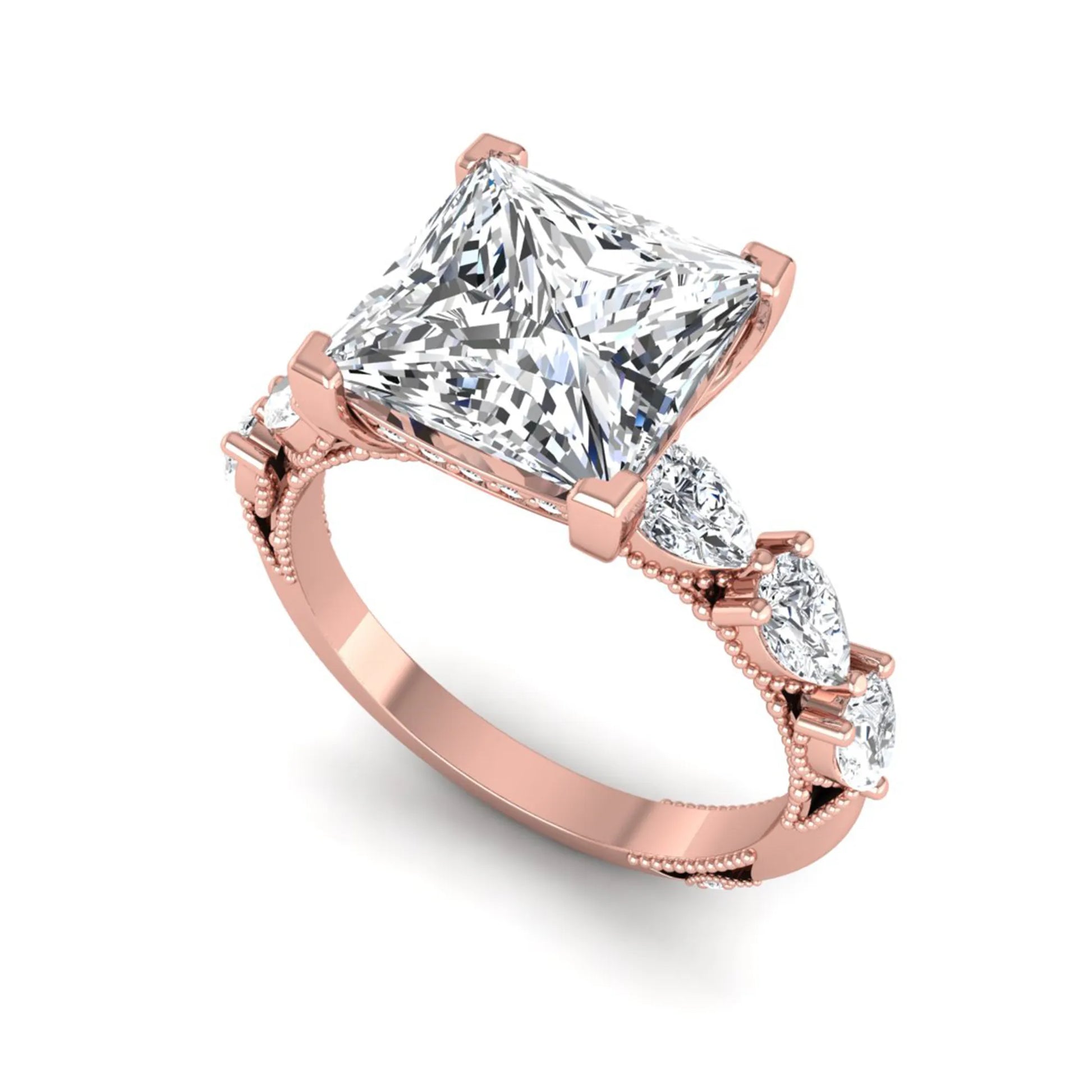 Princess Cluster Prong Set Lab Grown Diamond Engagement Ring