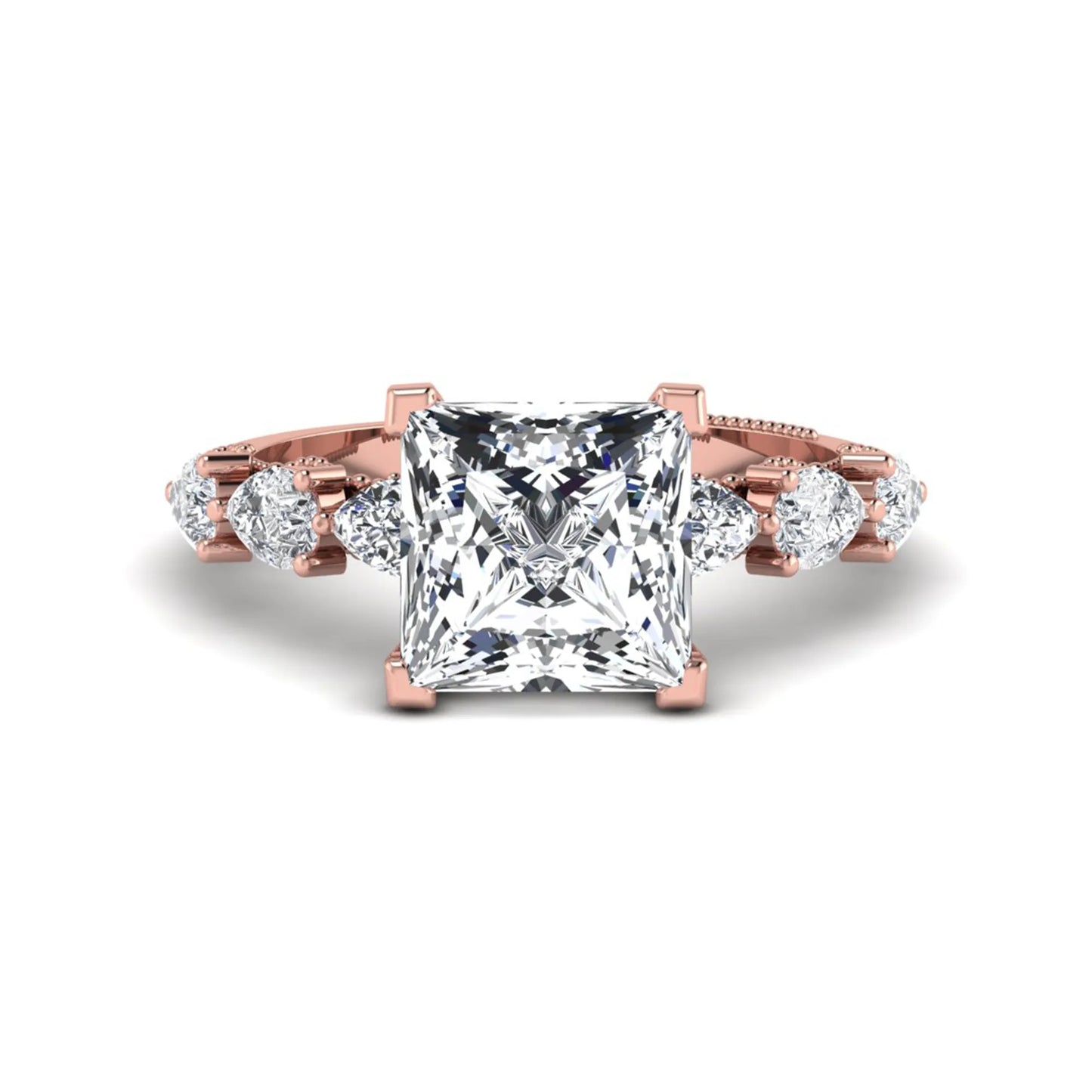 Princess Cluster Prong Set Lab Grown Diamond Engagement Ring