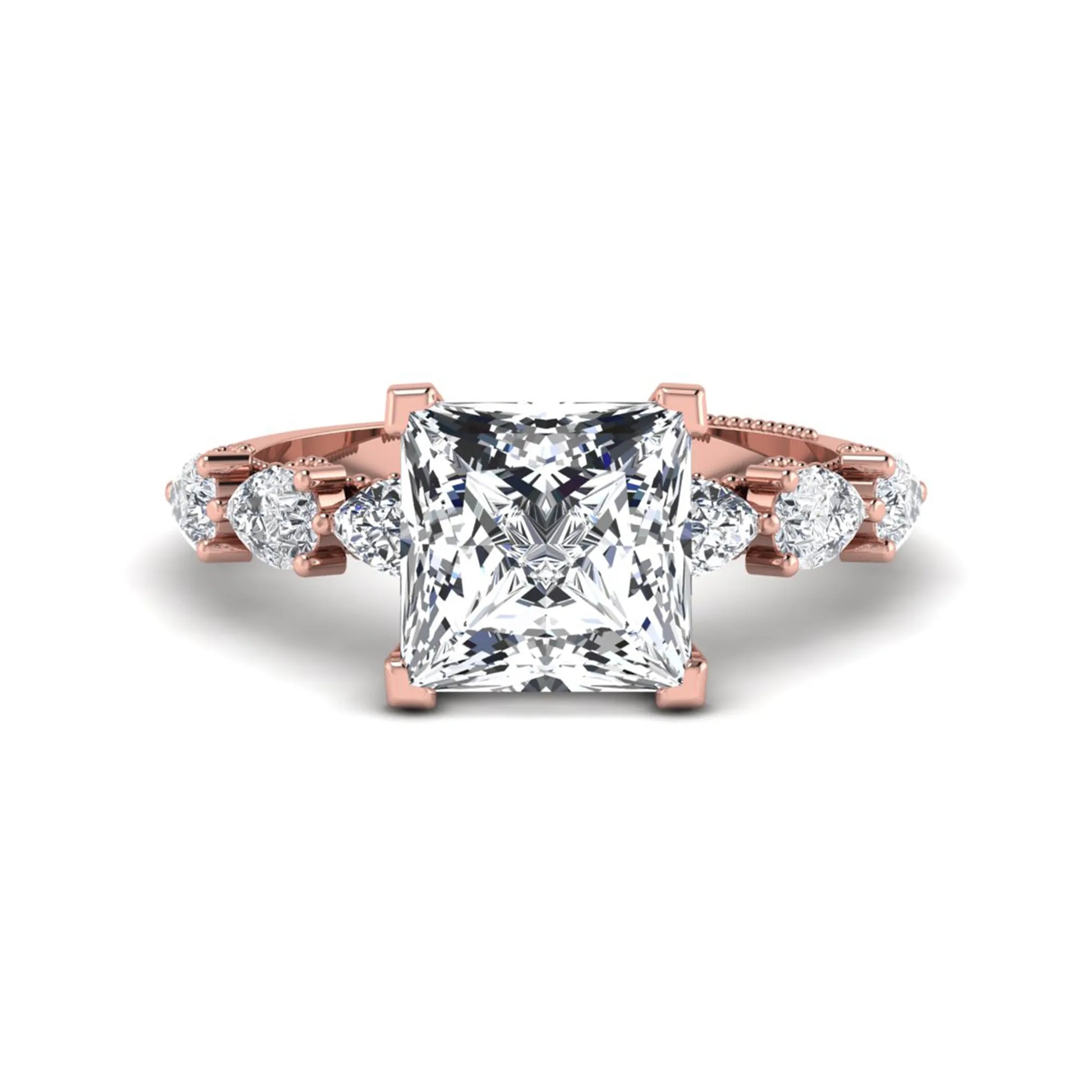 Princess Cluster Prong Set Lab Grown Diamond Engagement Ring