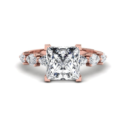 Princess Cluster Prong Set Lab Grown Diamond Engagement Ring