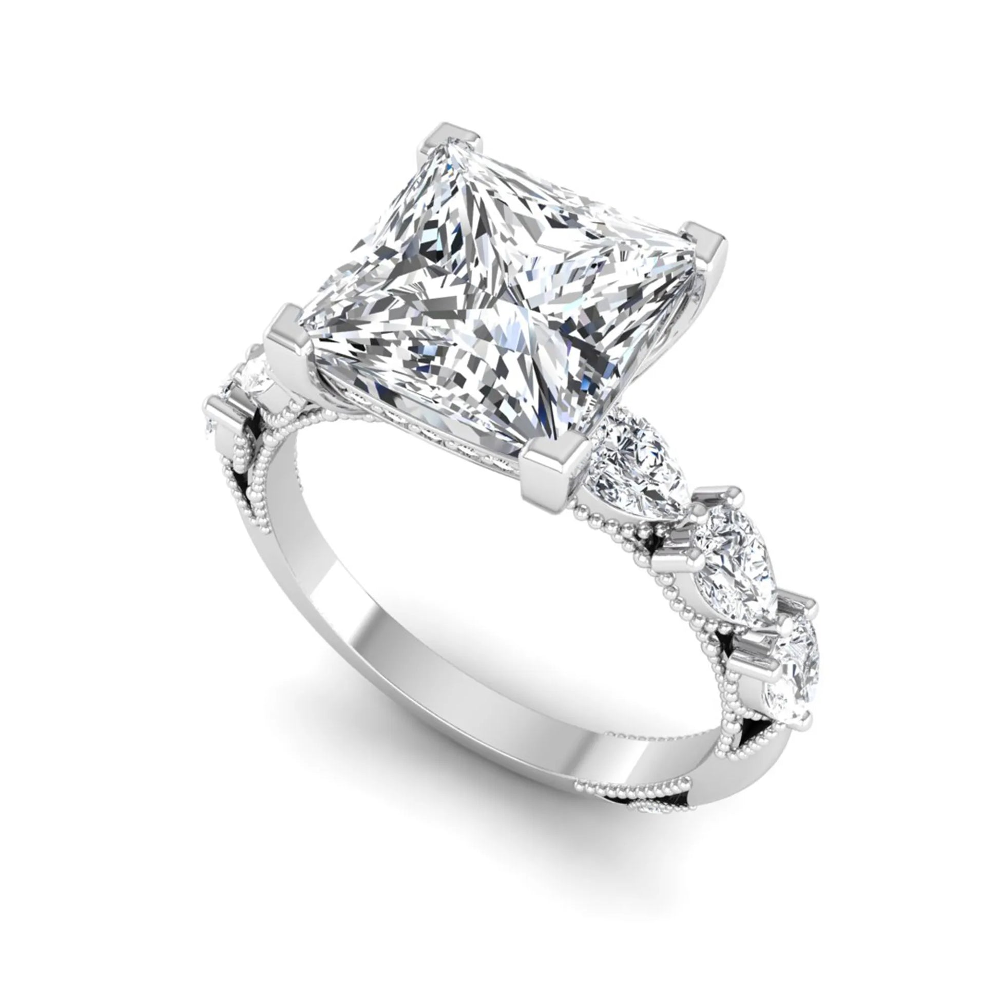 Princess Cluster Prong Set Lab Grown Diamond Engagement Ring