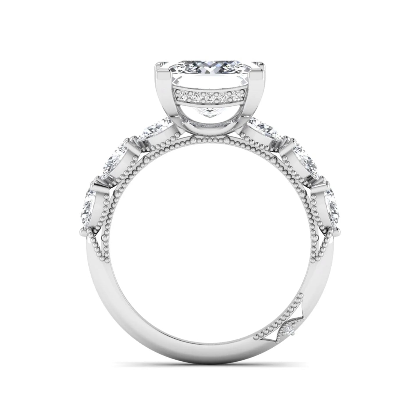 Princess Cluster Prong Set Lab Grown Diamond Engagement Ring