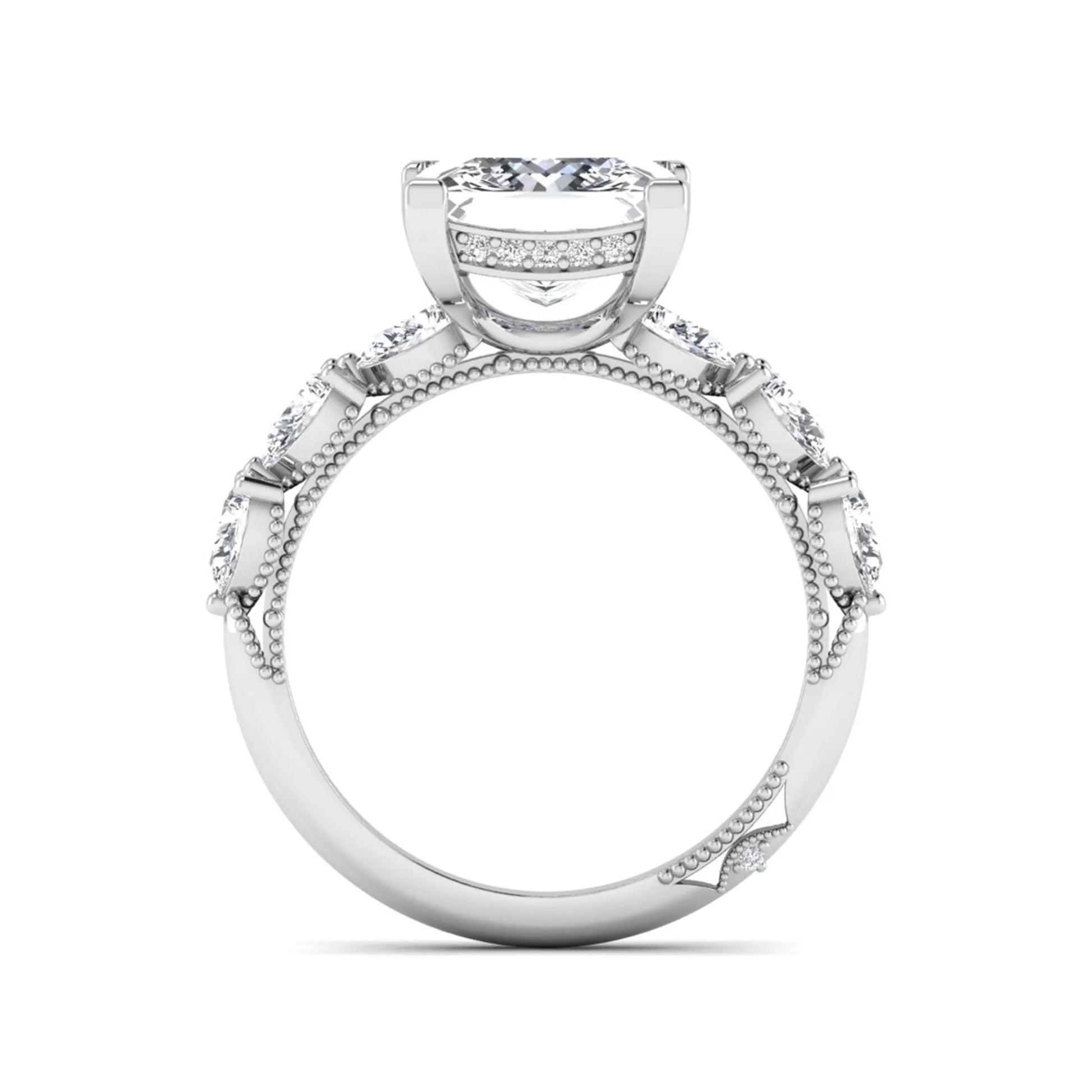 Princess Cluster Prong Set Lab Grown Diamond Engagement Ring